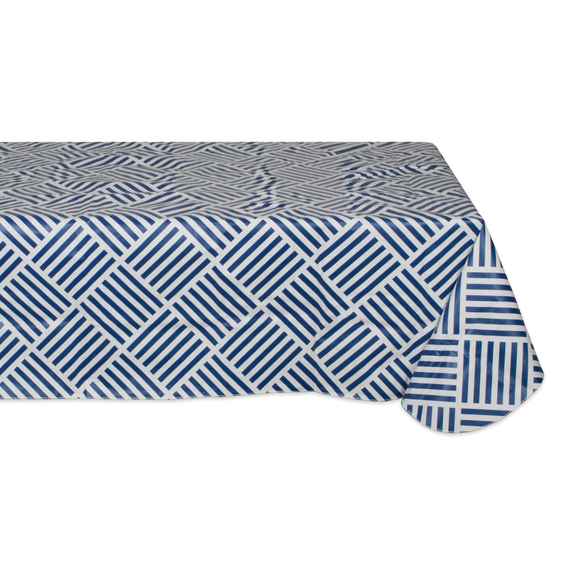 J&M Navy Grid Vinyl Tablecloth 60X84