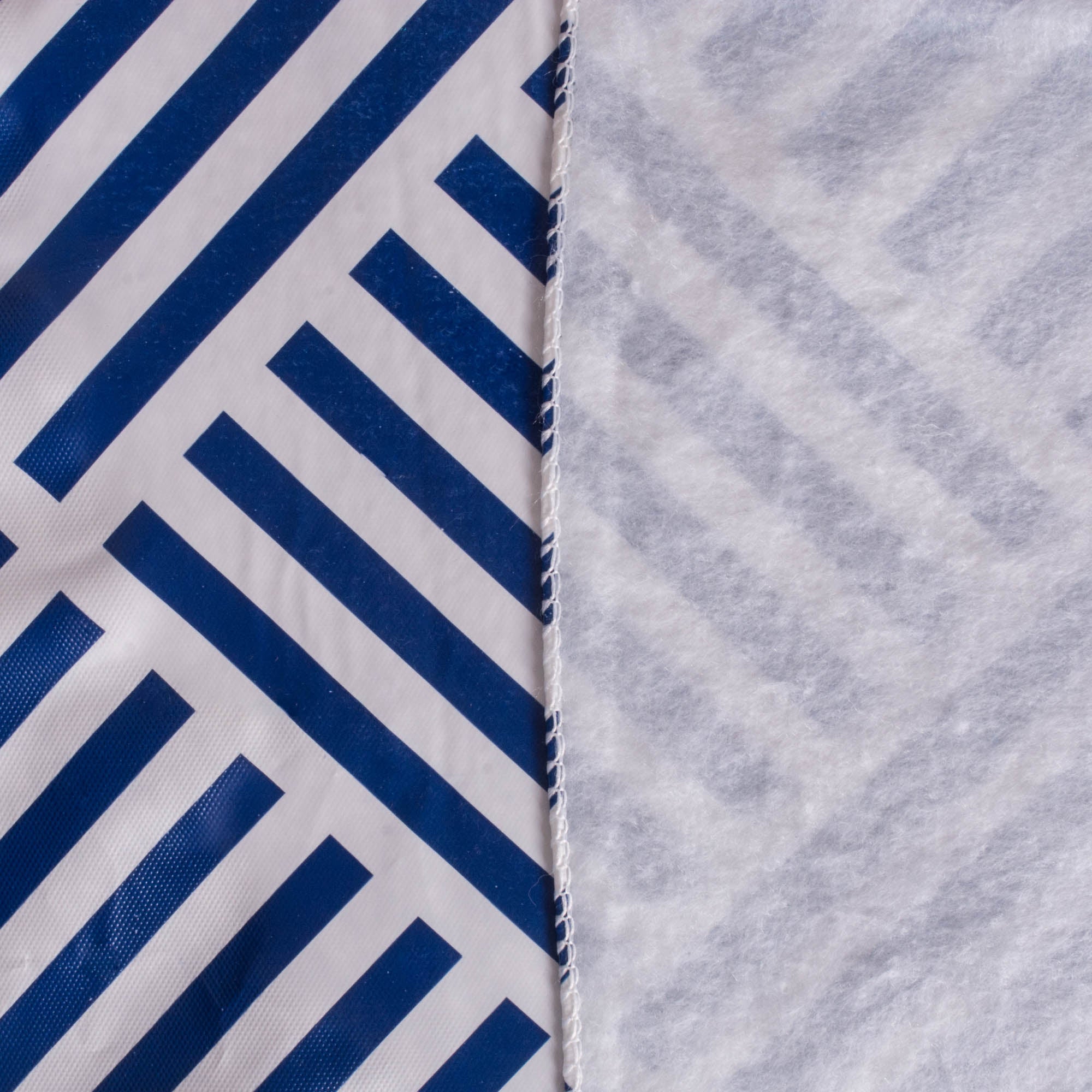 J&M Navy Grid Vinyl Tablecloth 70 Round