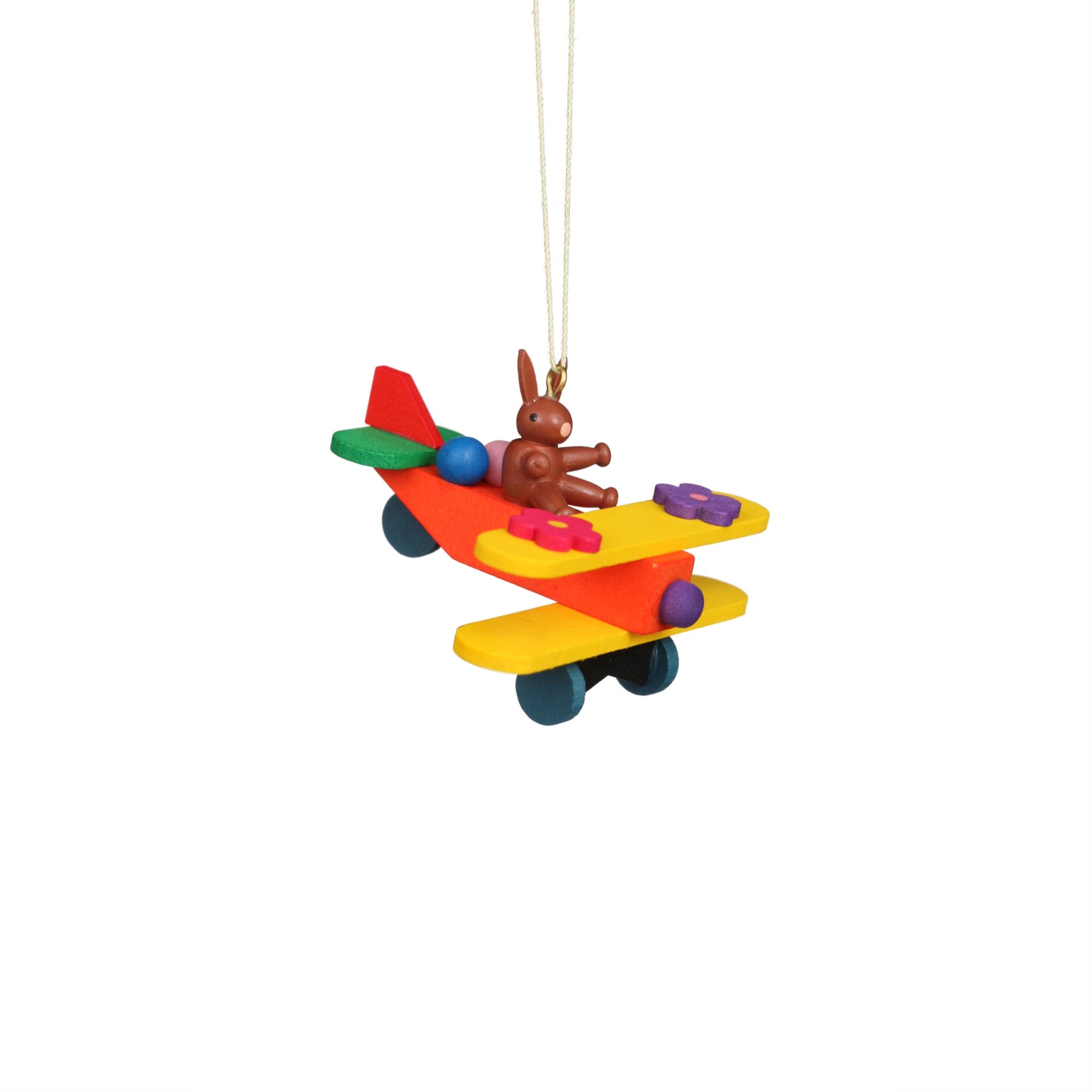 11-0606 - Christian Ulbricht Ornament - Rabbit in Plane - 1.8H x 7.5W x 2.6D