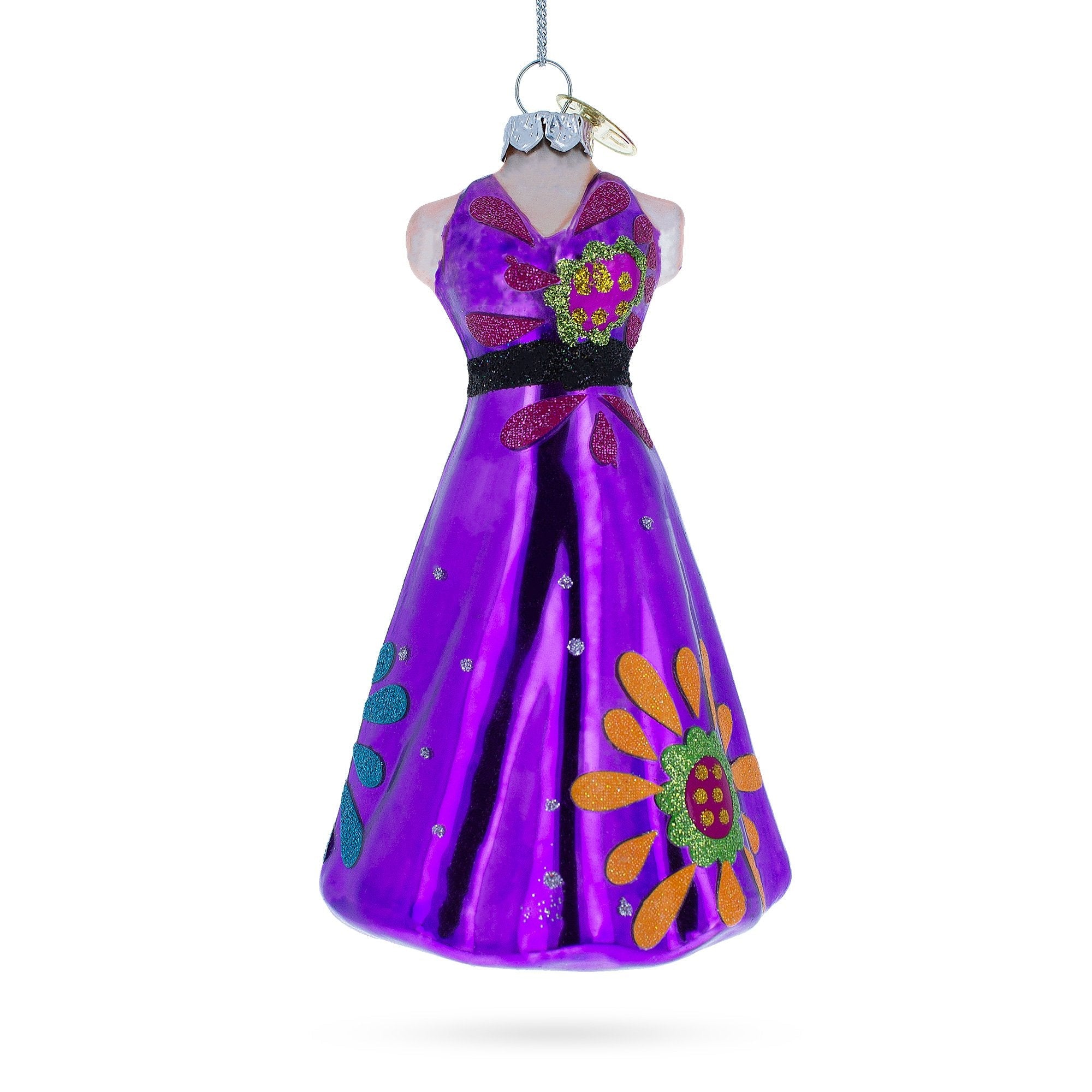 Elegant Purple Dress Glass Christmas Ornament