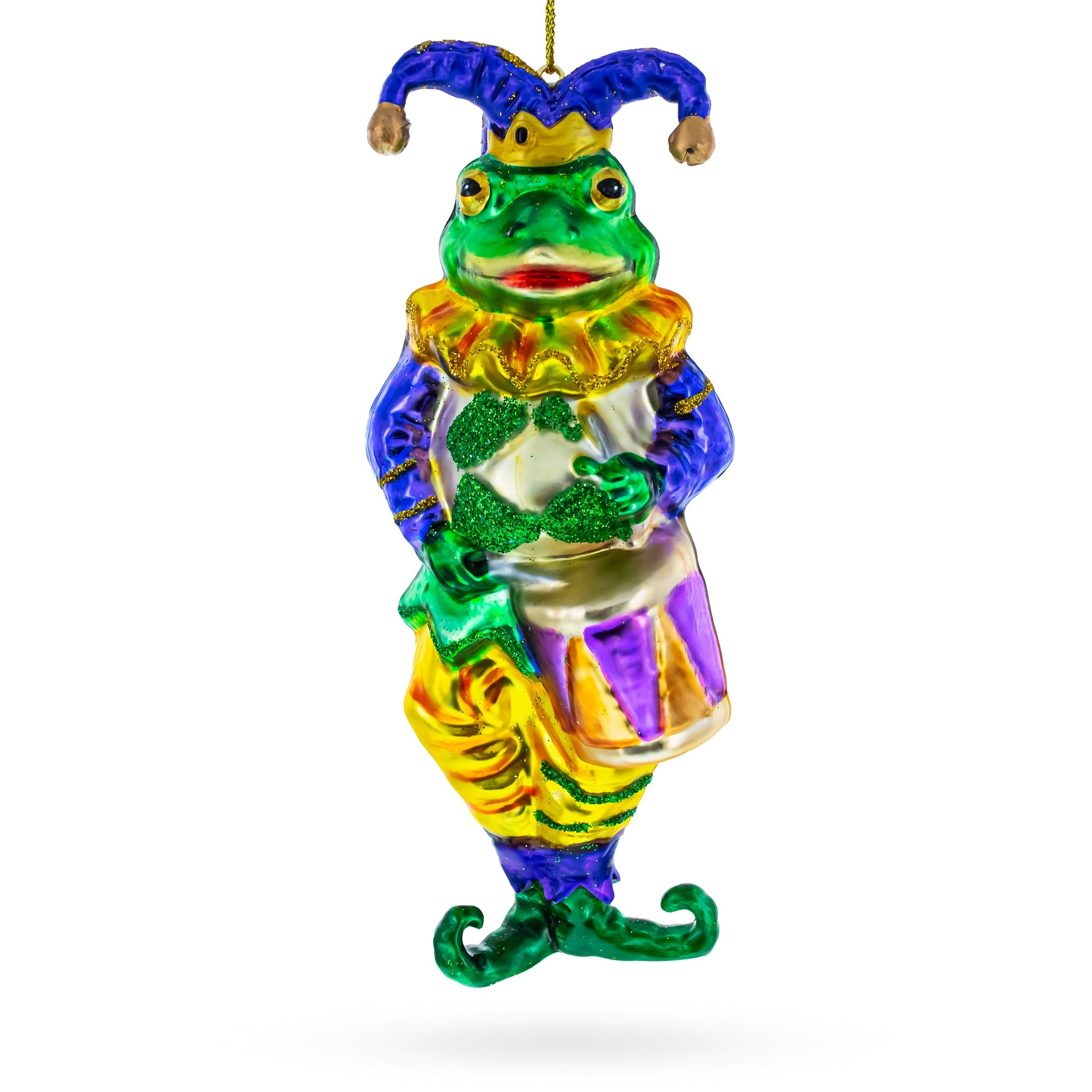 Frog Jester Glass Christmas Ornament