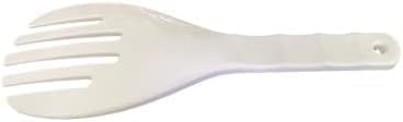 1 Pc White Jumbo Large Plastic Rice Paddle Spatula Scoop Fork-Like, Serving Spoons,Rice and Potato Servers Serving Utensils(10.6