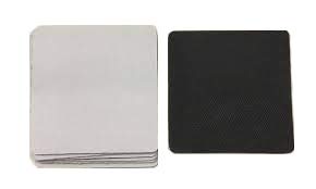 10 Pieces Sublimation Blank White & Black Rubber Base Fabric Surface Square Coasters 1/8'' Thick Heat Press Thermal Transfer Dye