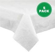 PLASTICPRO Disposable 3 Ply Paper & Plastic Tablecloth Absorbent  Waterproof  White Table Cover for Rectangle Tables fits 6-8 Foot Tables Size: 54'' X 108'' Pack of 5