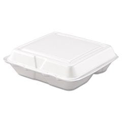 Carryout Food Container, Foam, 3-Comp, White, 8 X 7 1/2 X 2 3/10, 200/Carton