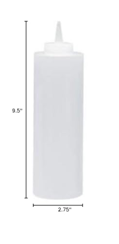 New, 24 Oz. (Ounce) Large Clear Squeeze Bottle, Condiment Squeeze Bottle, Open-Tip, Screw-On Spout, Polyethylene Durable Plastic