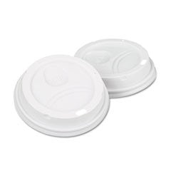 Dixief Dome Drink-Thru Lids,10-16 Oz Perfectouch;12-20 Oz Wisesize Cup, White, 50/Pack