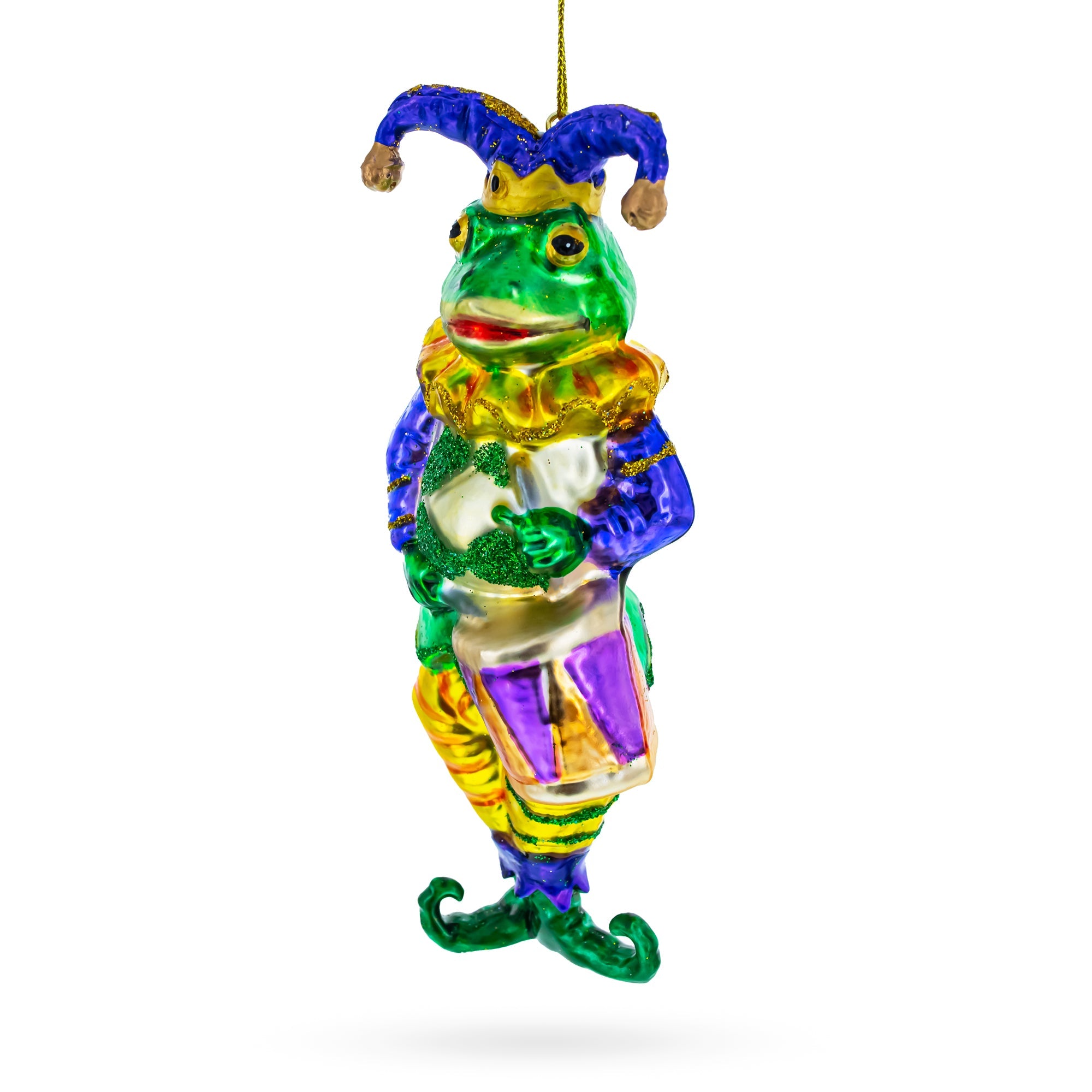 Frog Jester Glass Christmas Ornament