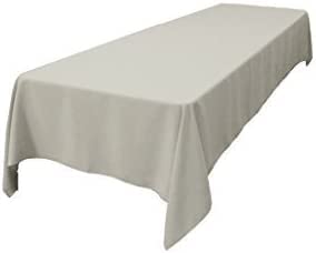 LA Linen Polyester Poplin Rectangular Tablecloth  60 by 120-Inch  Light Gray
