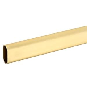 Top Shelf Hardware Oval Closet Rod With End Supports That Have Dual Rear Facing 5Mm Pins (Matte Brass, 24'' Wide Space)