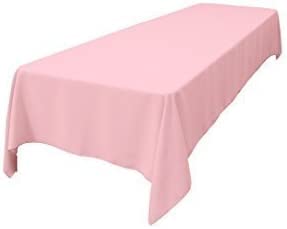 LA Linen Polyester Poplin Rectangular Tablecloth  60 by 120-Inch  Light Pink