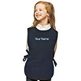 Personalized Navy Blue Kids Art Smock, Cobbler Apron, Poly/Cotton Twill Fabric (Regular)