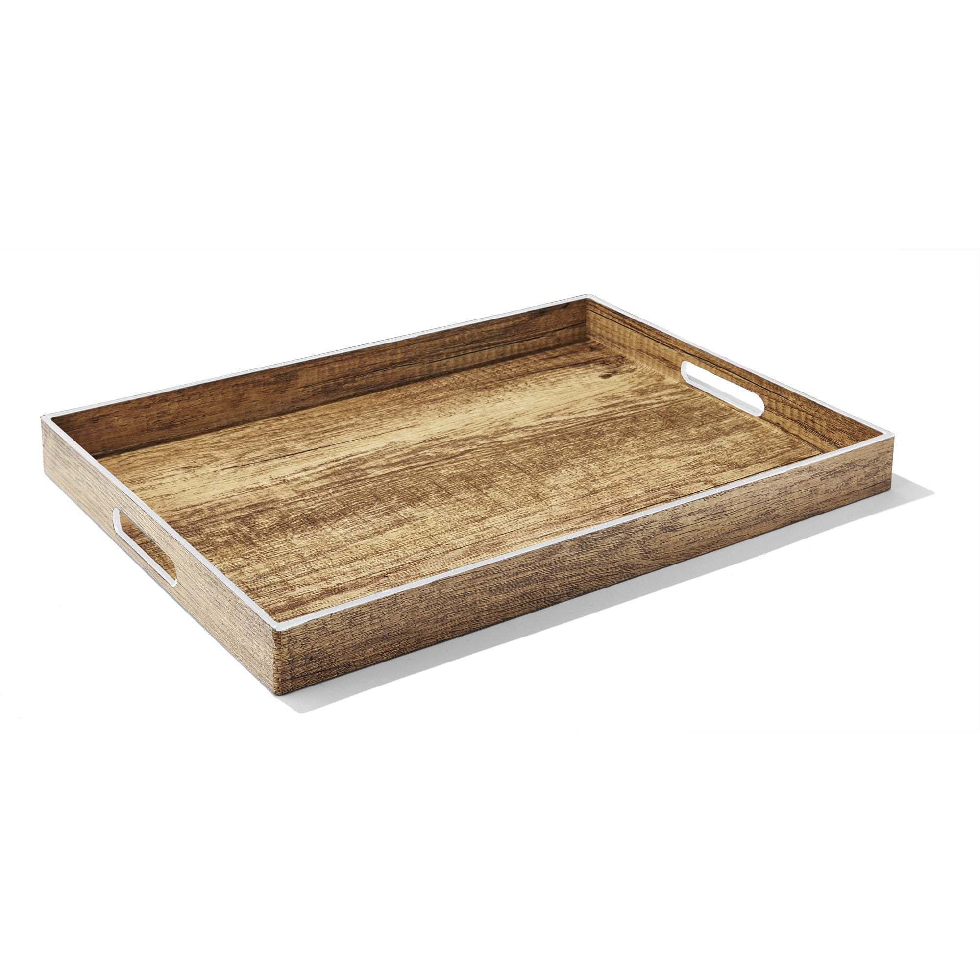 Poplar Finish Tray with White Rim