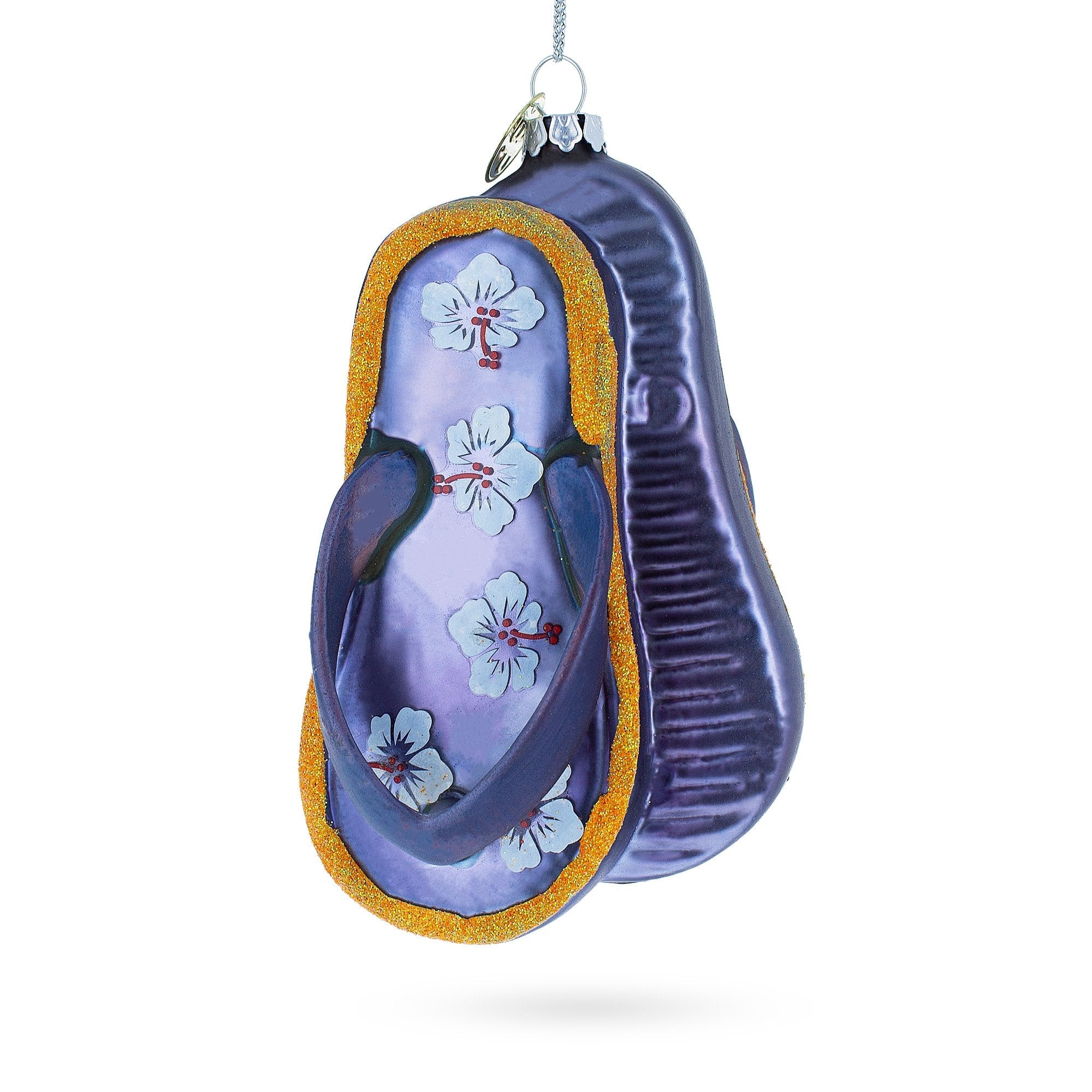 Colorful Flip Flops Glass Christmas Ornament
