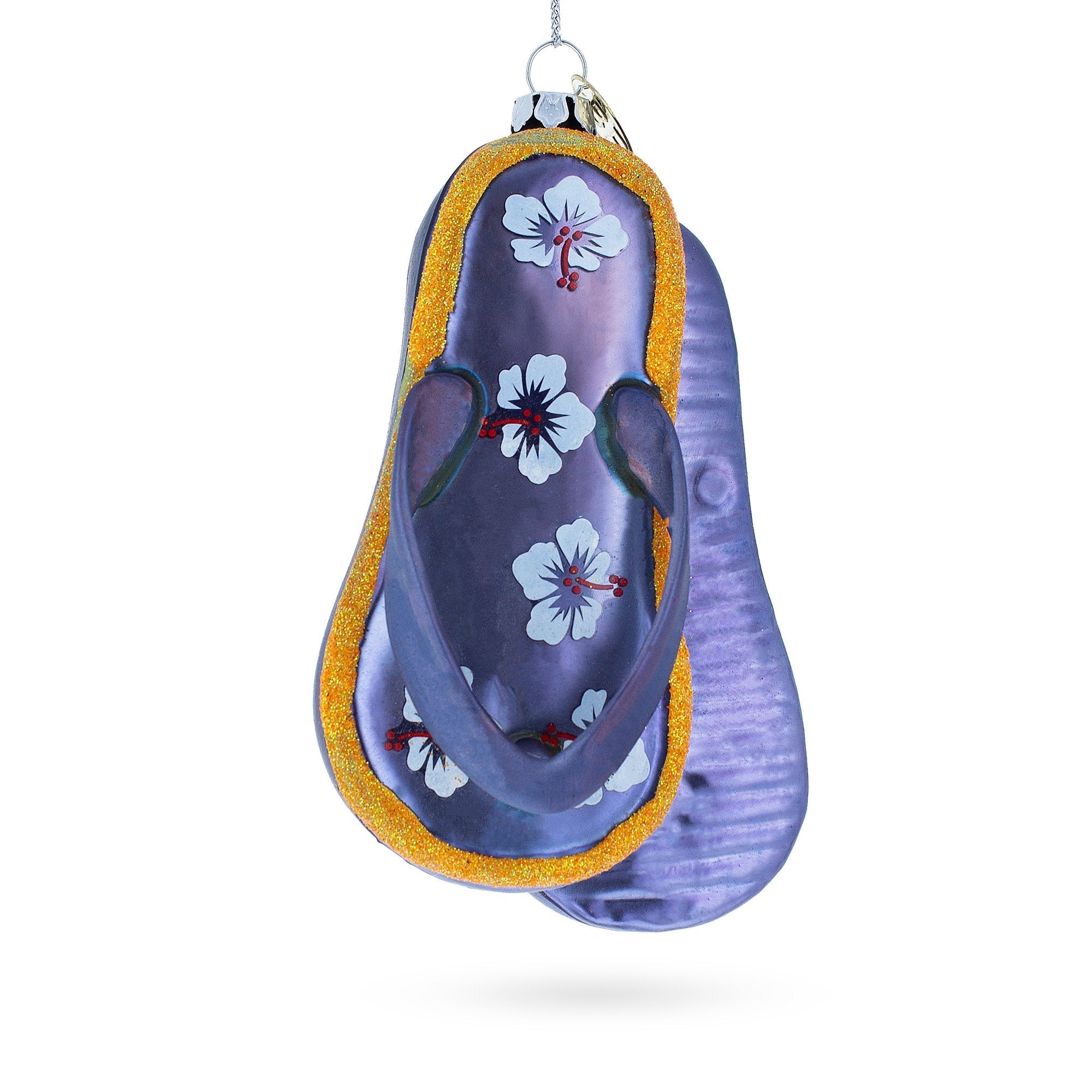 Colorful Flip Flops Glass Christmas Ornament