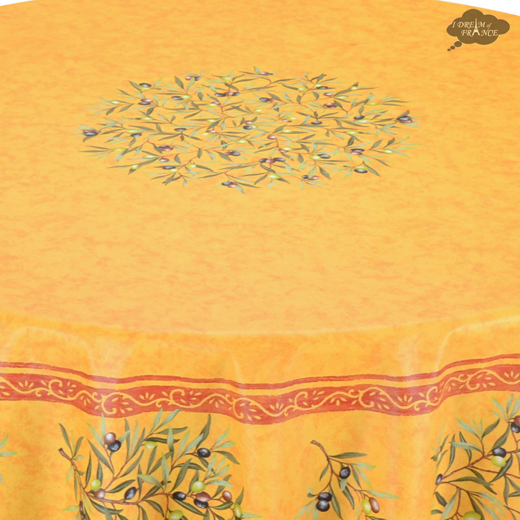 70" Round Clos des Oliviers Yellow French Tablecloths by Label France