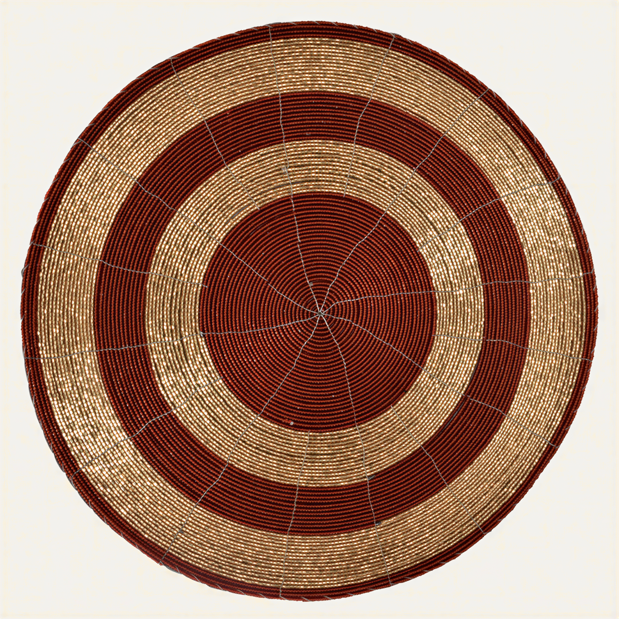 Beaded Placemats – Round Handmade Table Decor with Embroidered Beads, 14 Inch