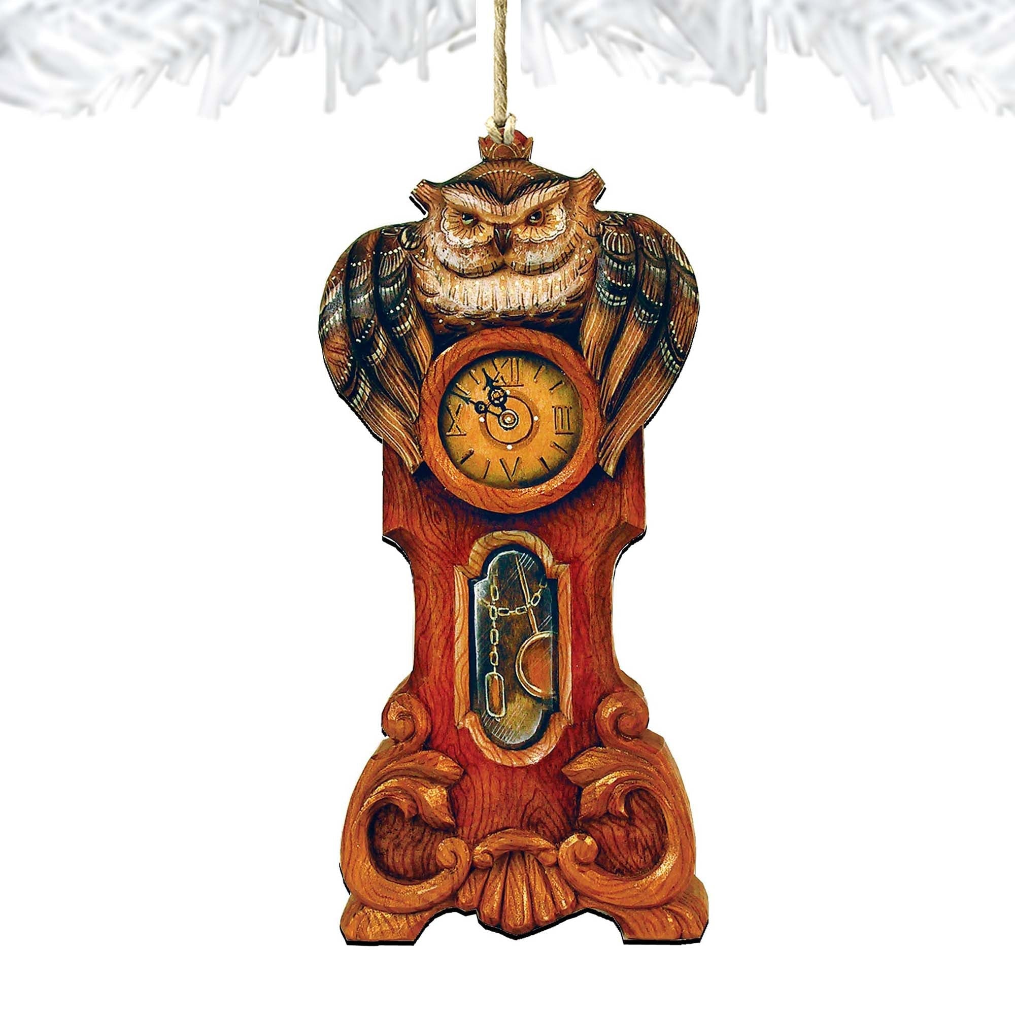 Owl Clock Wooden Ornaments Halloween by G. DeBrekht - Thanksgiving Halloween Decor - 8153311