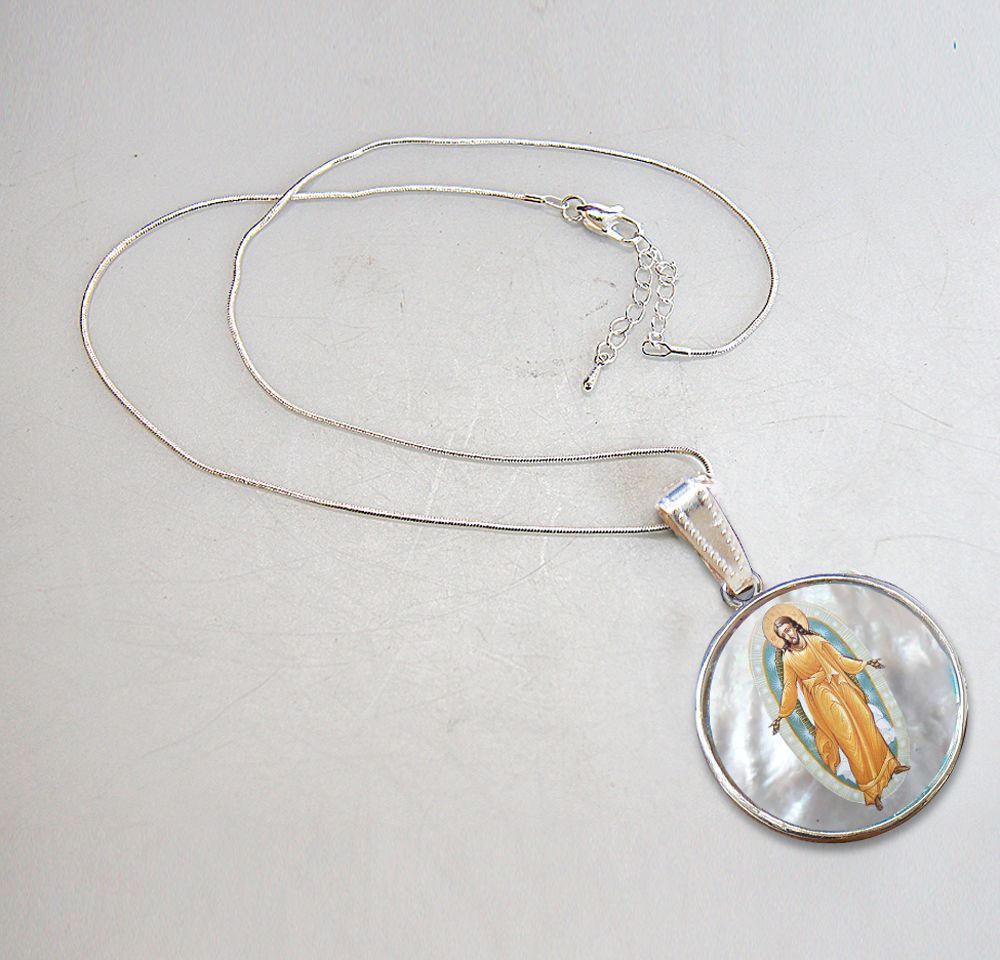 Chrysostom Silver Plated Mother of Pearl Silver Necklace - 43059
