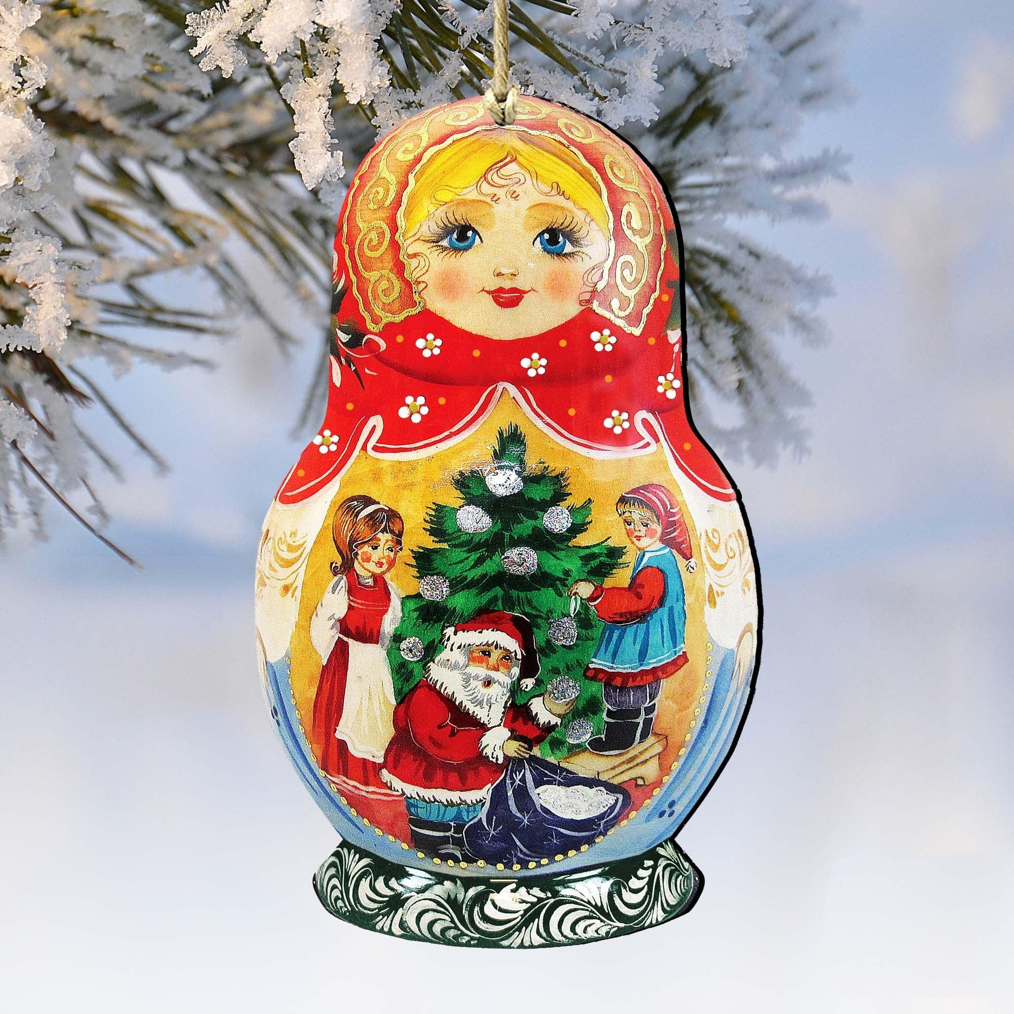 Night Before Christmas Matreshka Wooden Ornaments by G. DeBrekht - Christmas Decor - 8110734