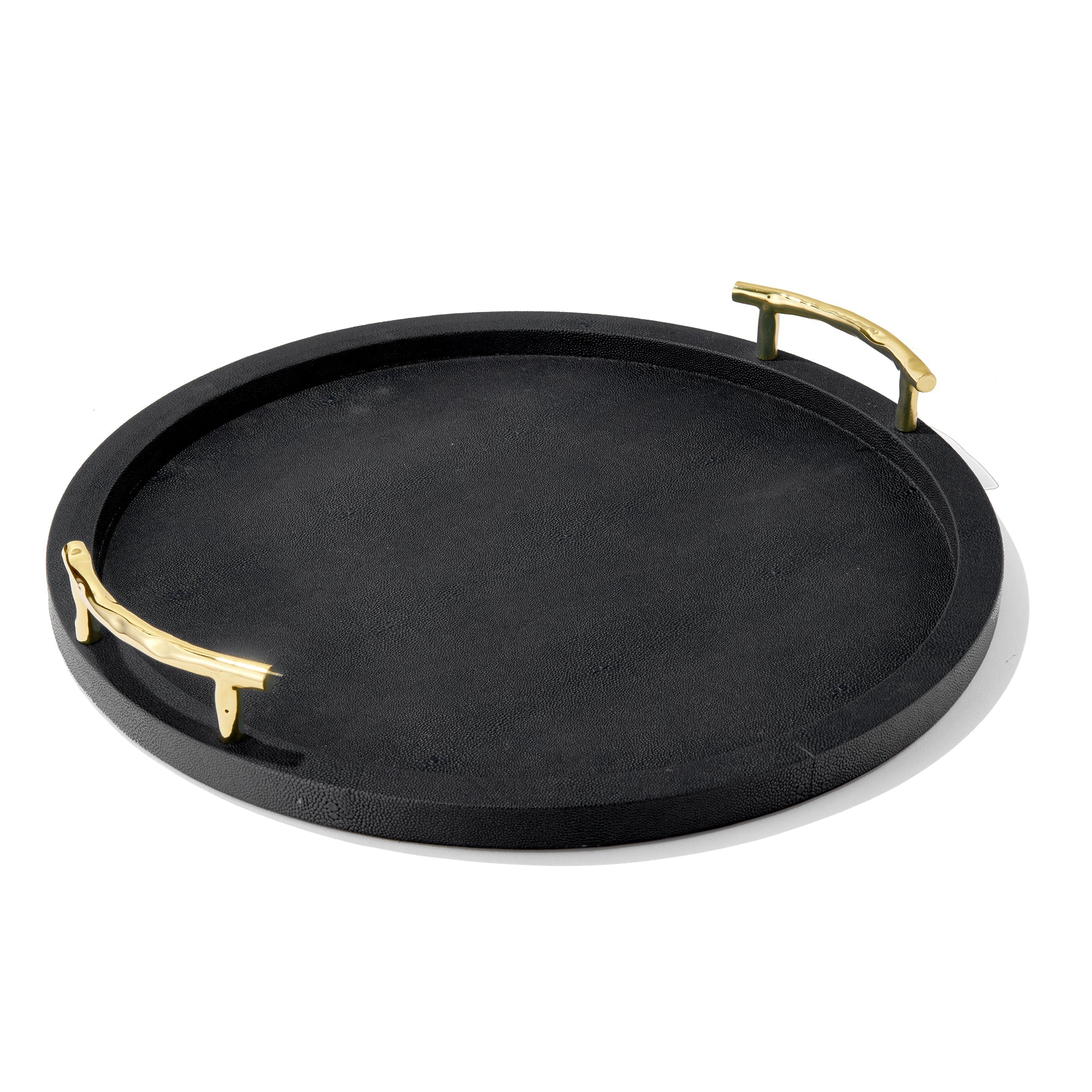Chic Black Round Tray with Gold Handles for Elegant Serving