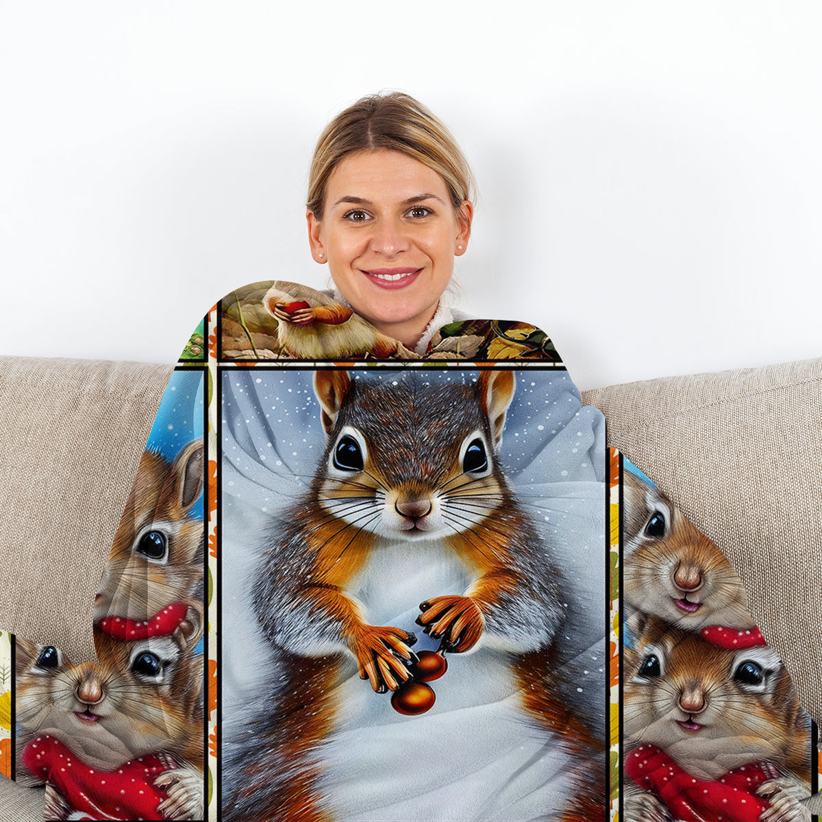 1pc Cute Cartoon Squirrel Printed Blanket, Soft And Skin Friendly Casual Blanket, Cover Blanket, Multi Scene Warm Decorative Blanket, Suitable For All Seasons