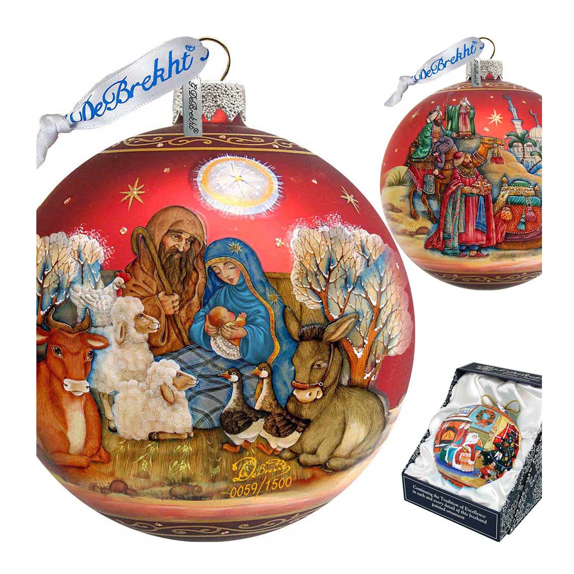 Story of Nativity Ball Glass Ornament Limited Edition by G. DeBrekht - Nativity Holiday Decor - 73853