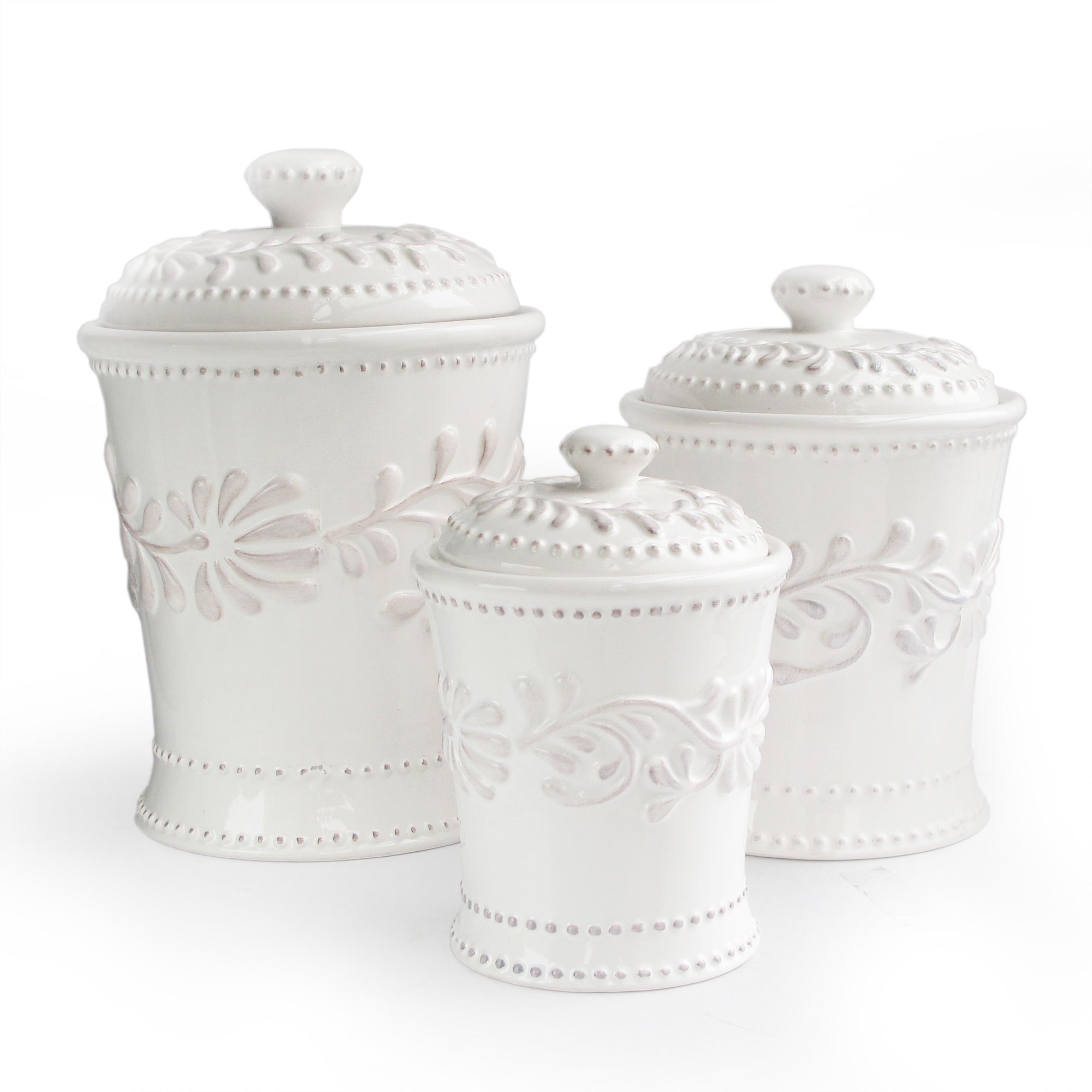 Bianca Leaf 3-Piece Kitchen Canister Set
