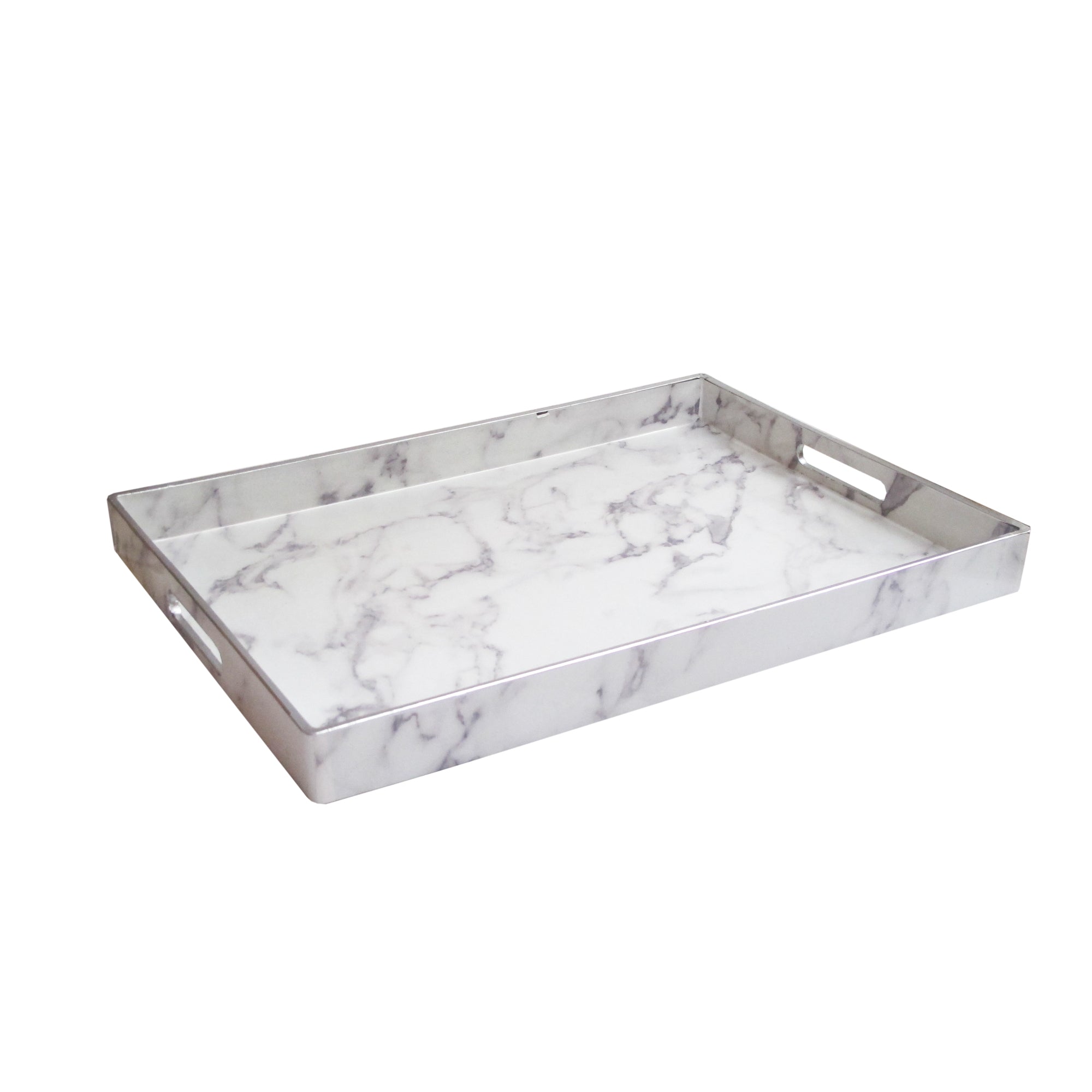 Marble White Tray with Handles
