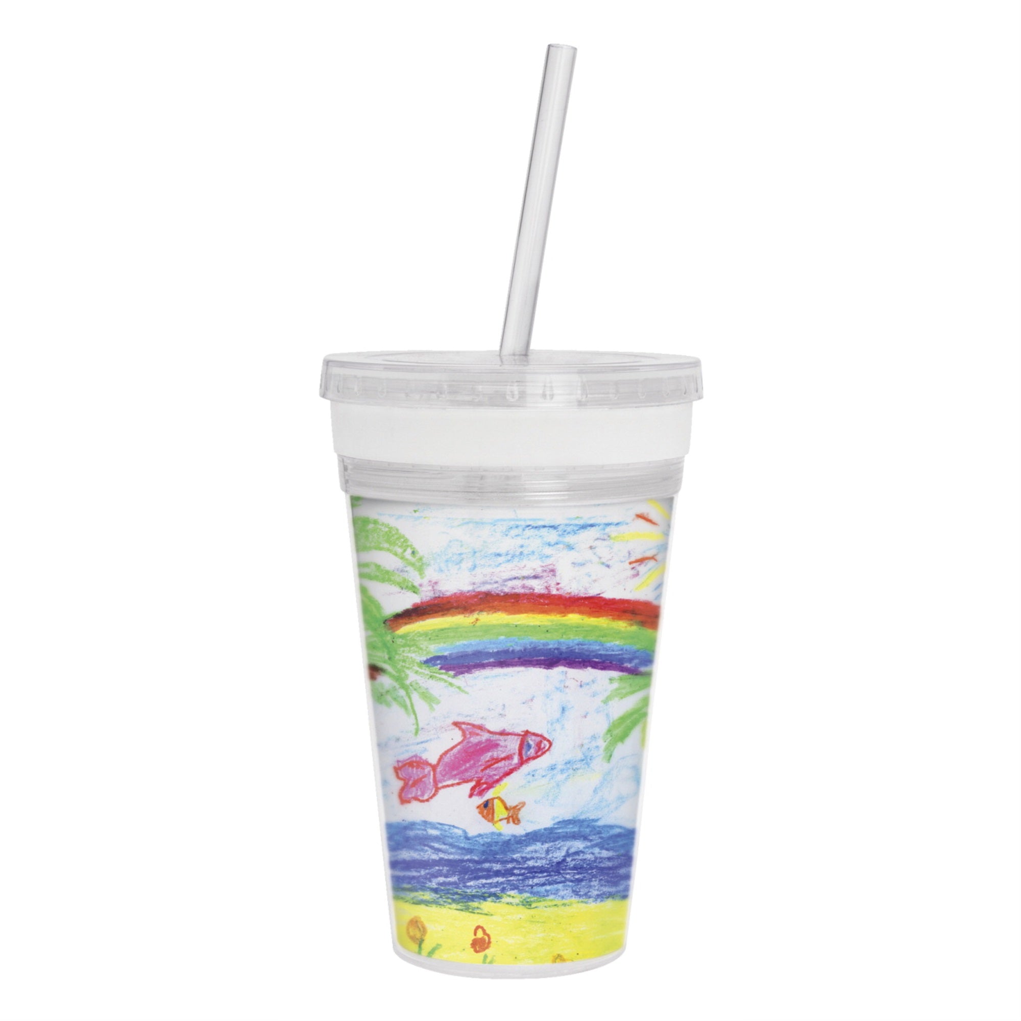 Thermo-Temp Photo Tumbler With Straw, 16 Ounces
