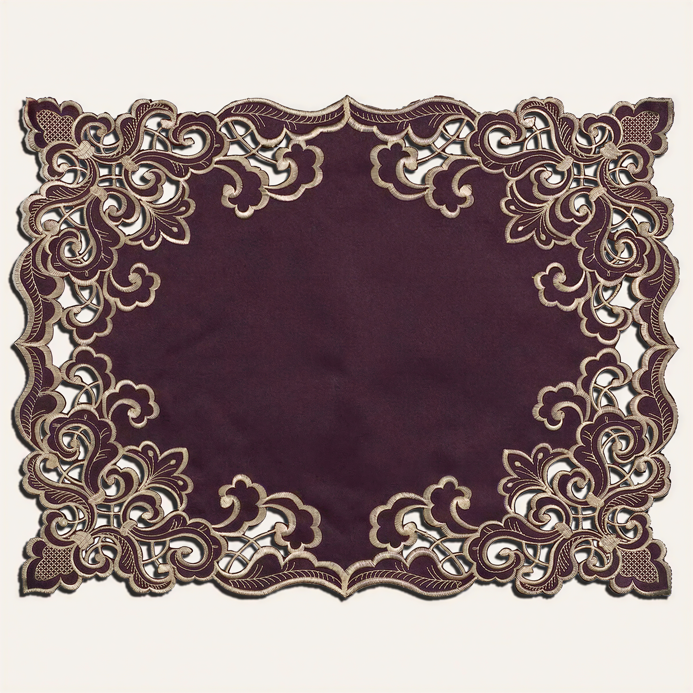 Plum Gold Placemats – Rustic Table Protection Mats 12x18 Inch | Granada Collection