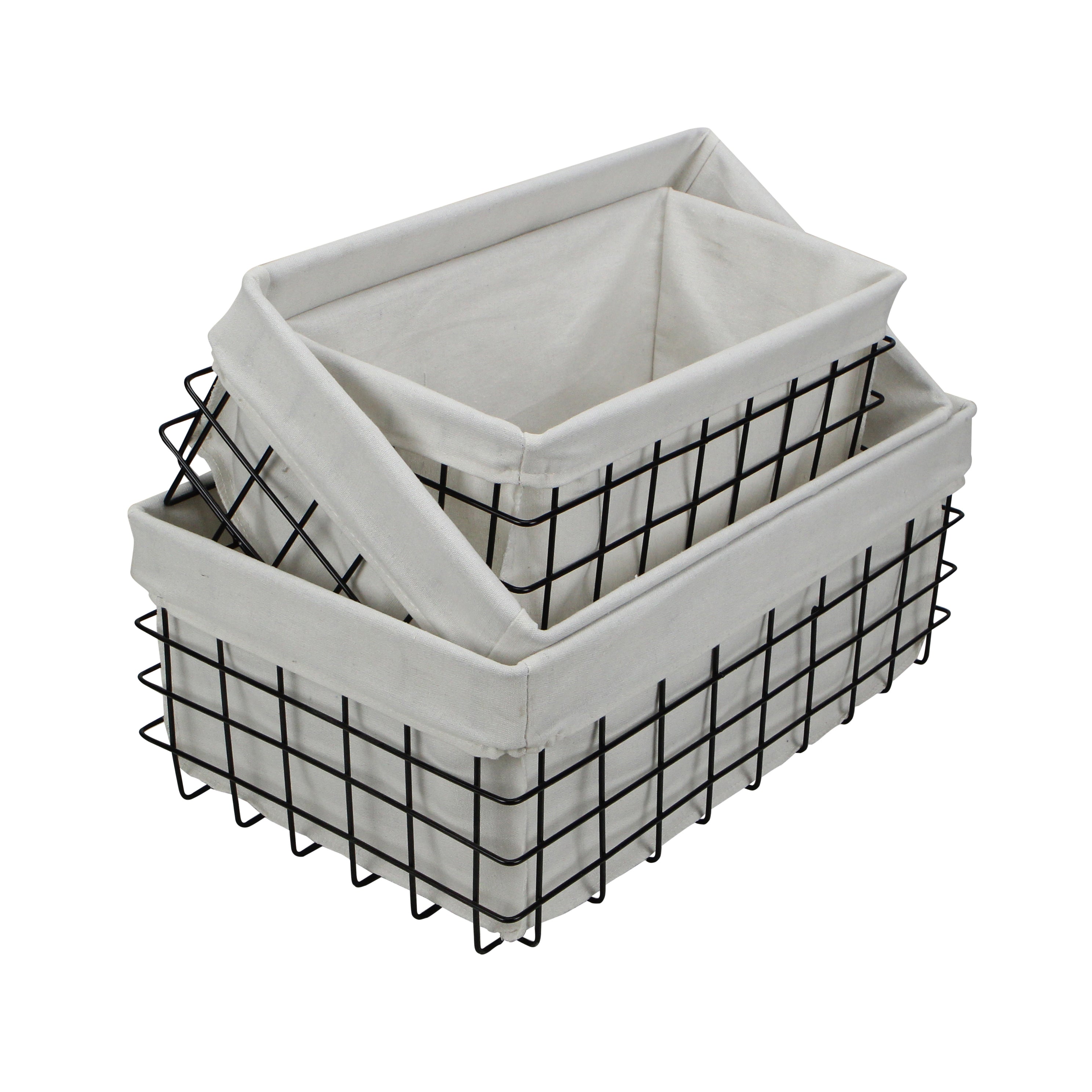 Esker Set Of 3 Lined Metal Wire Rectangular Baskets