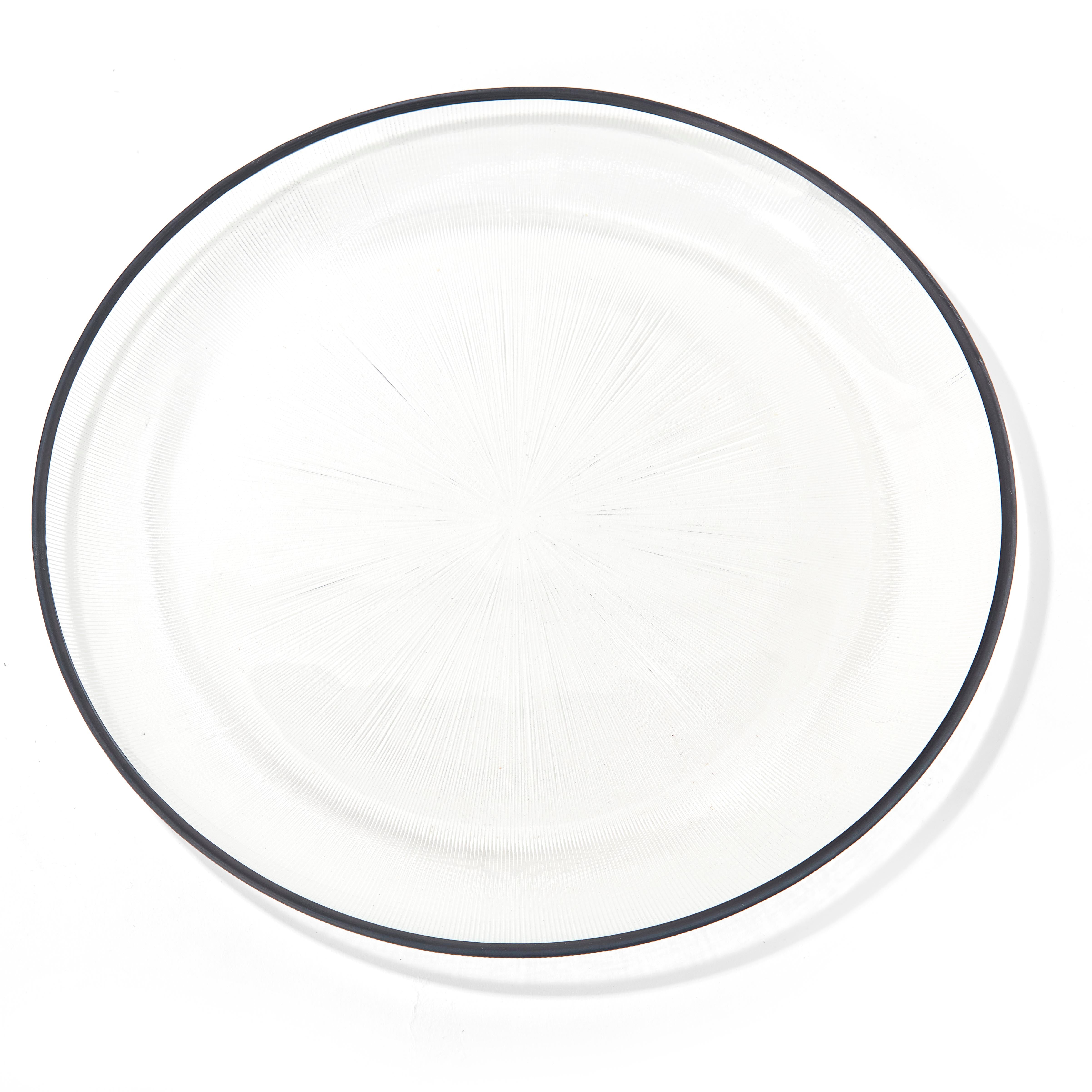 Elite Glass Charger Plate with Black Rim