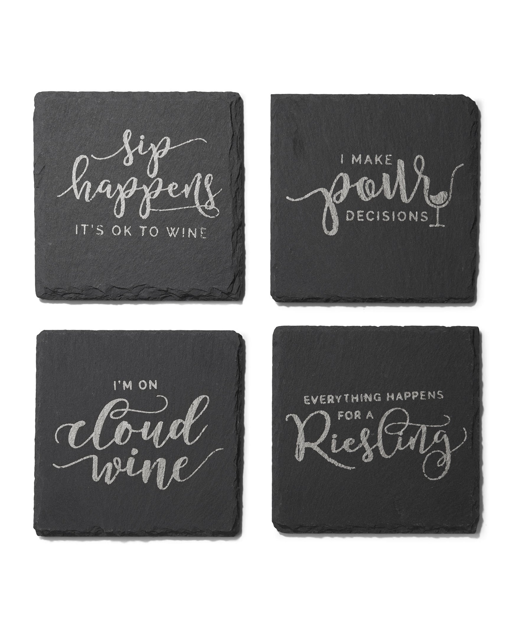Cloud Wine Silver Slate Coasters - Set of 4