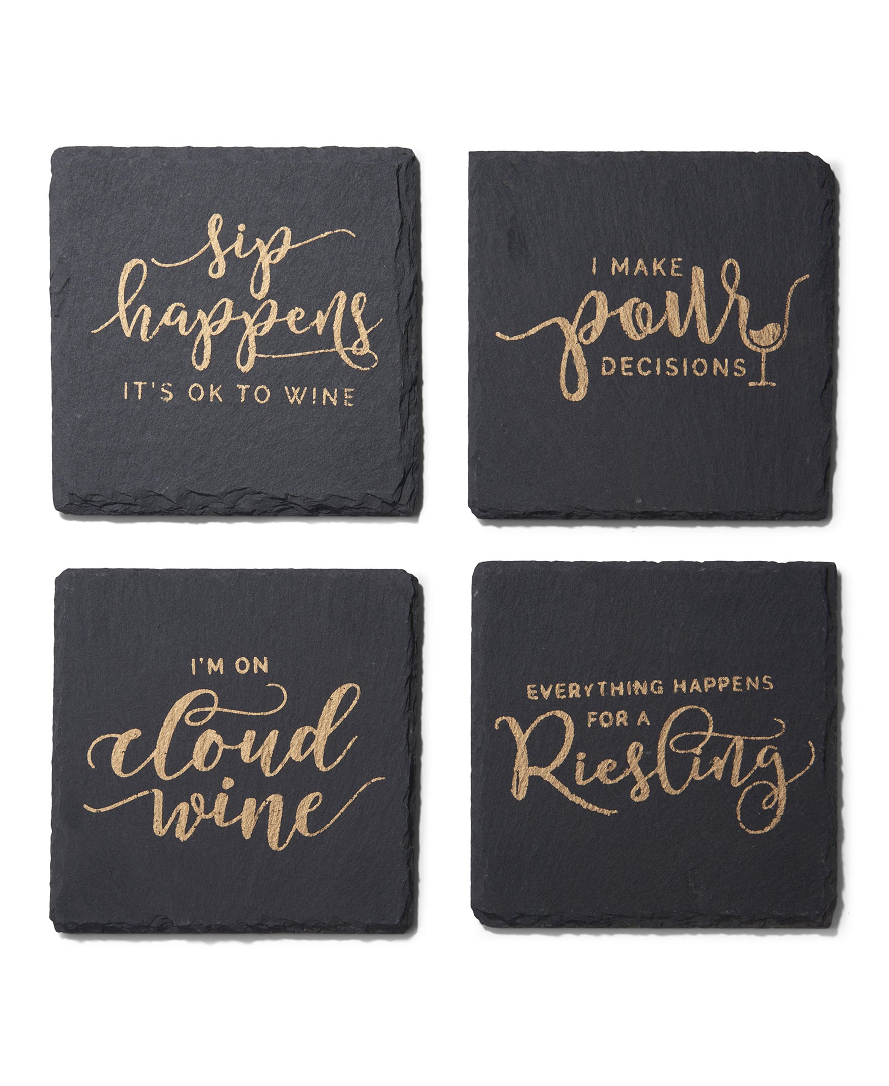 Cloud Wine Gold Slate Coasters Set Of 4