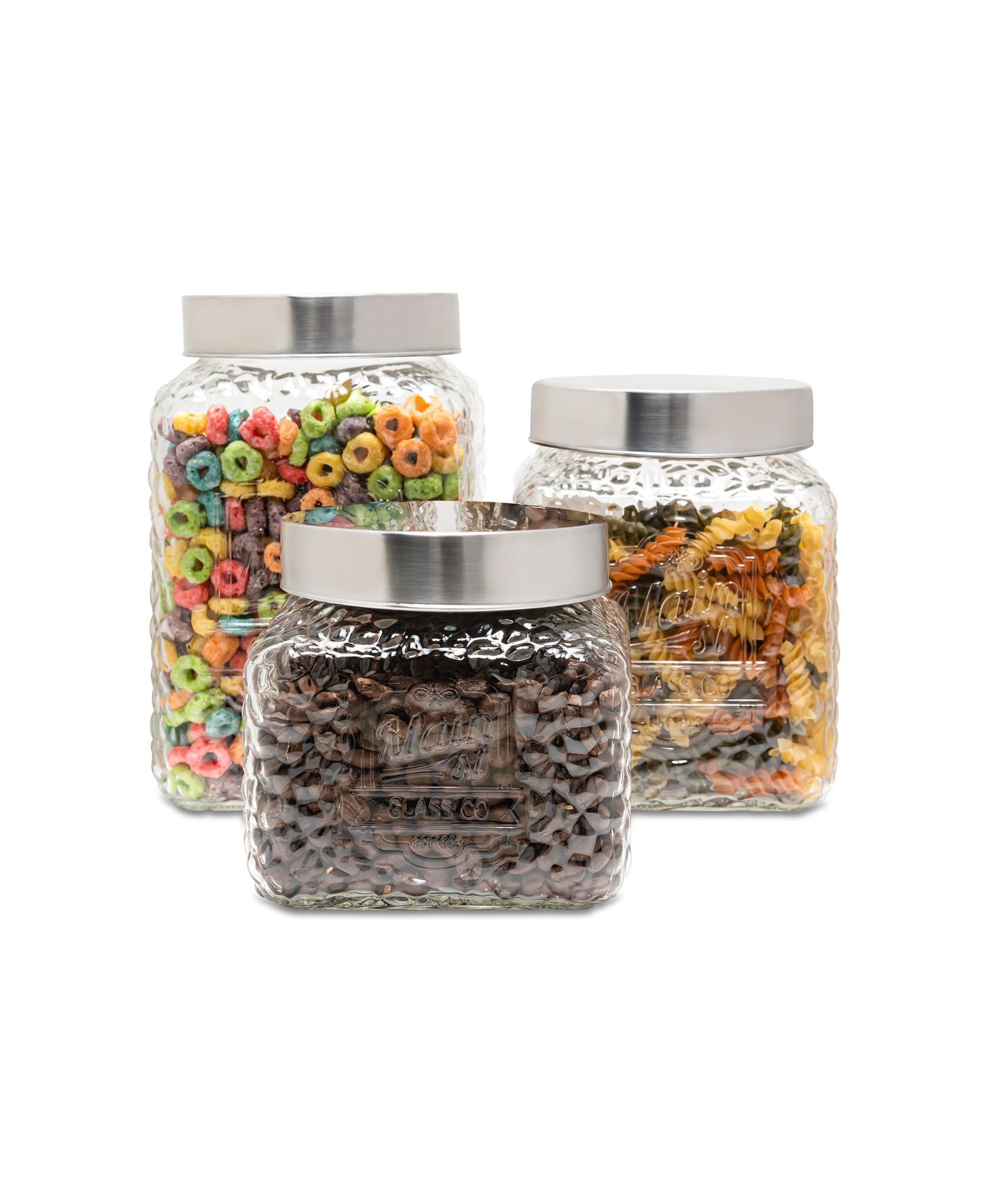 MAIN STREET HAMMERED SQUARE 3PC CANISTER SET