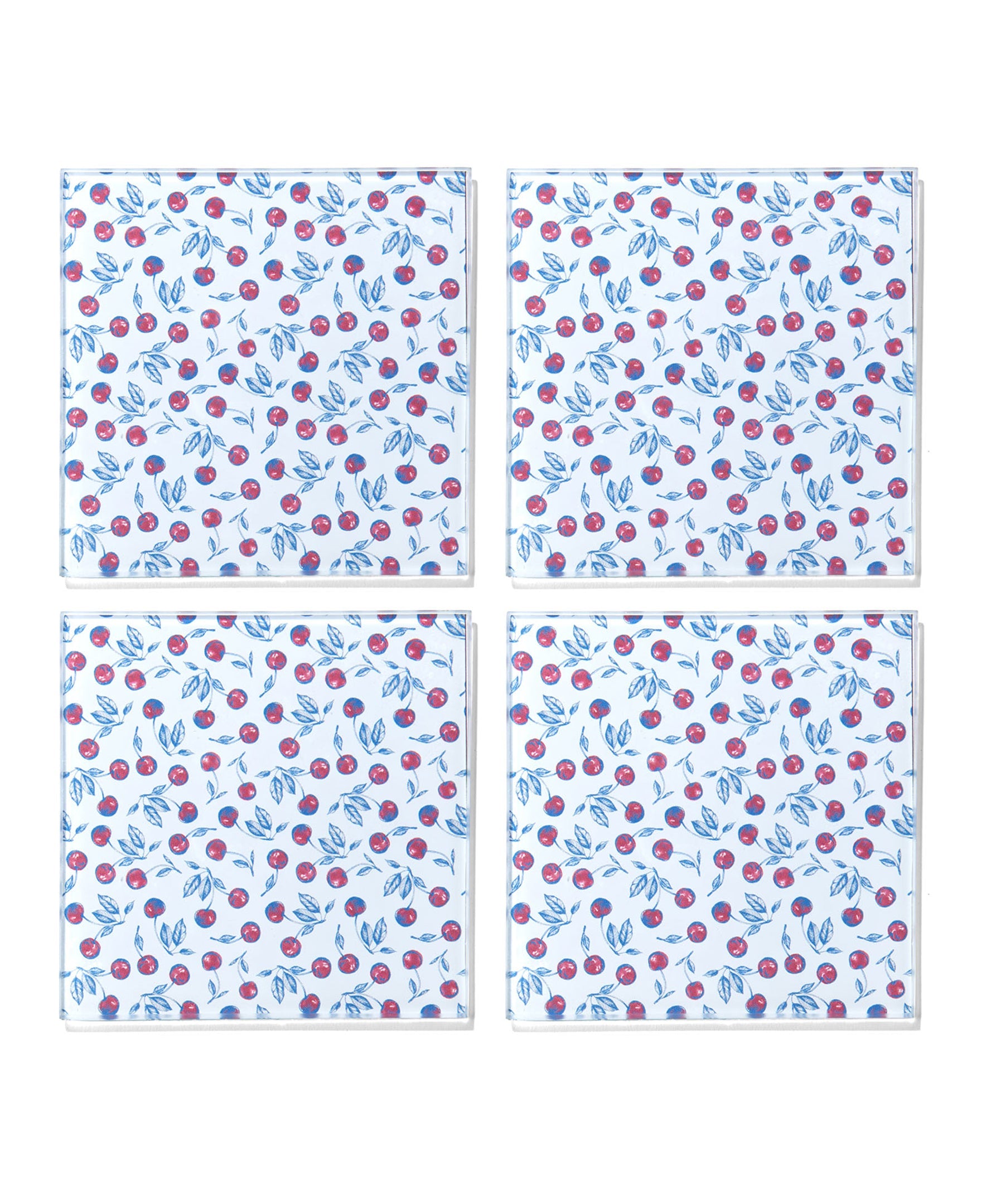 Cherries Galore Glass Coasters - Set of 4