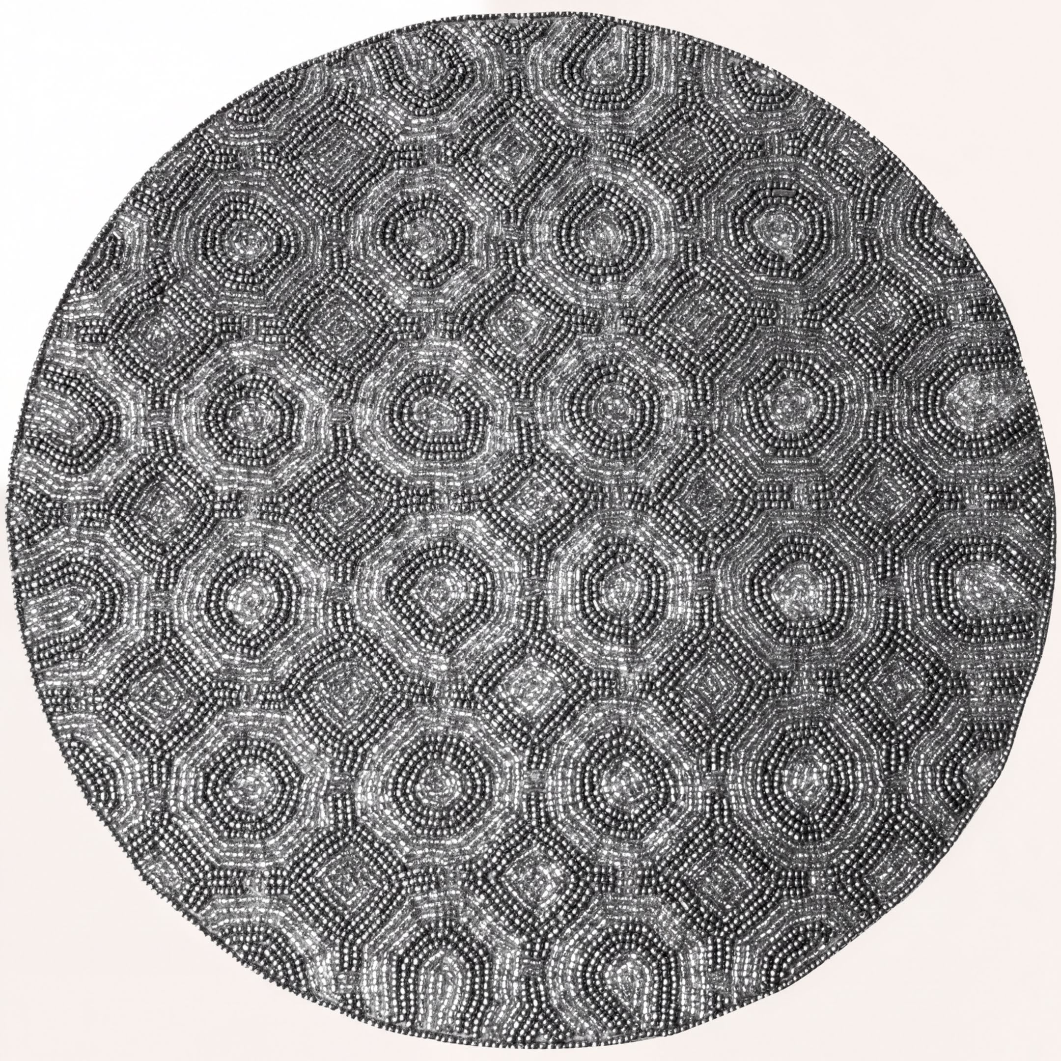 Beaded Placemats - Round Handmade Embroidered Dining Table Decor 14 Inch