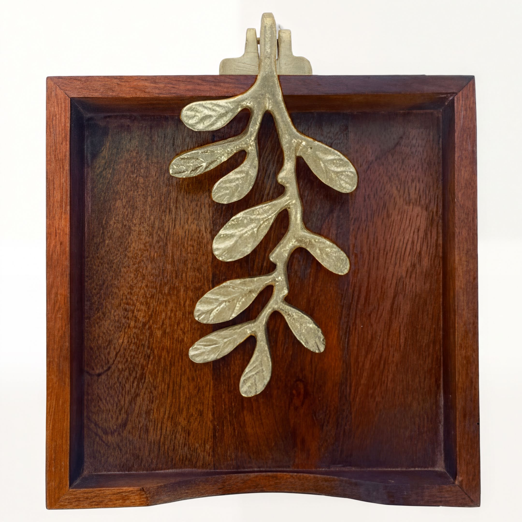 Wooden Napkin Holder – Solid Wood Tabletop Holder with Gold Finish & Weighted Metal Arm