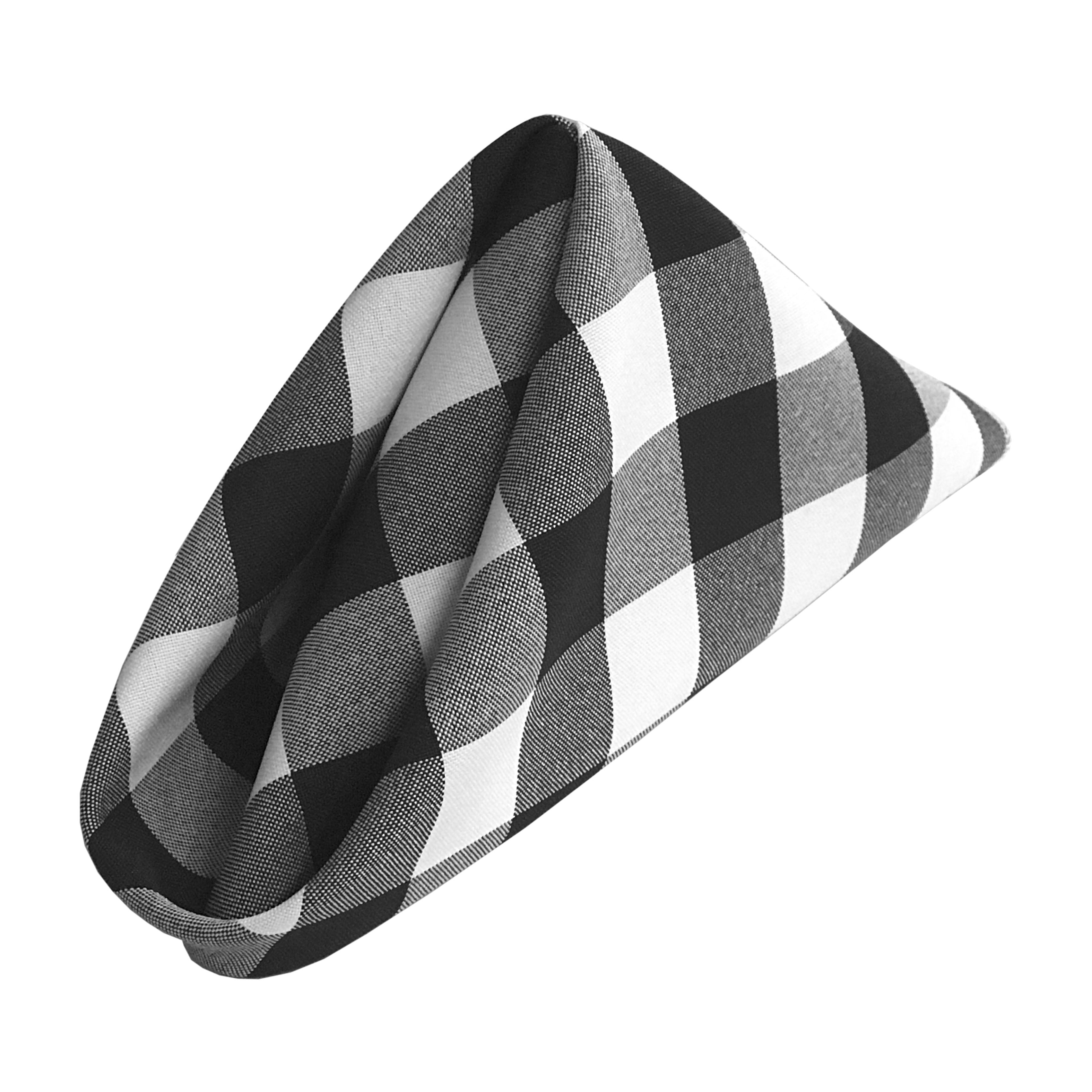 La Linen Pack Of 10 Gingham Checkered Napkins 18 By 18-Inch, White And Black