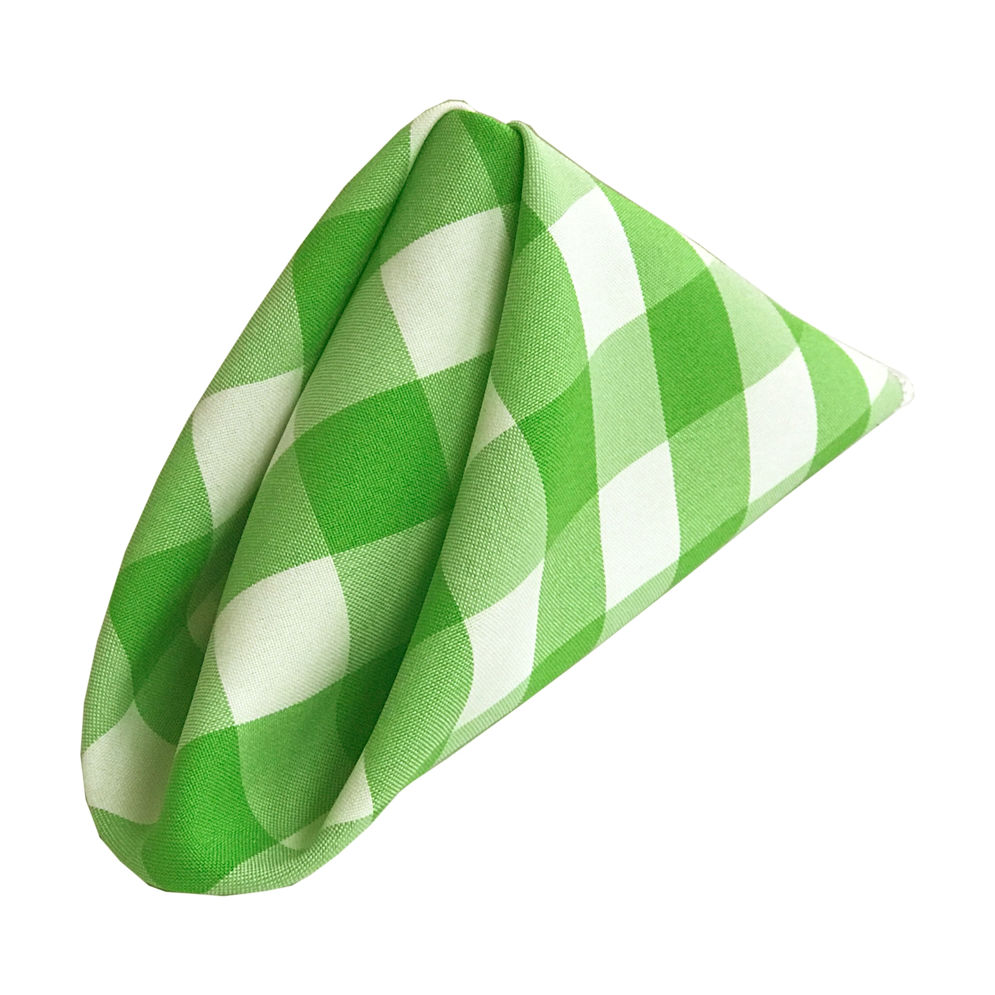 La Linen Pack Of 10 Gingham Checkered Napkins 18 By 18-Inch, White And Lime