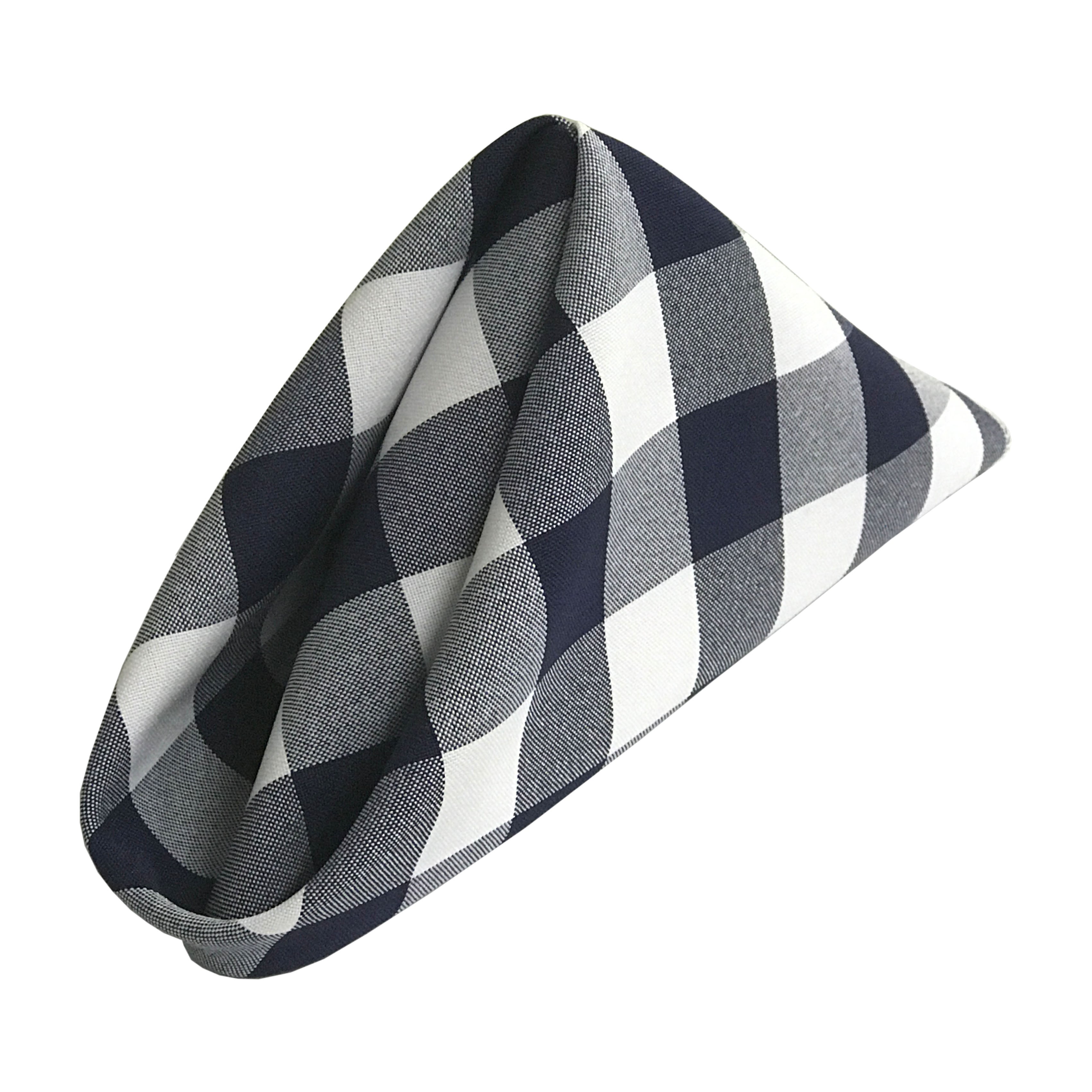La Linen Pack Of 10 Gingham Checkered Napkins 18 By 18-Inch, White And Navy