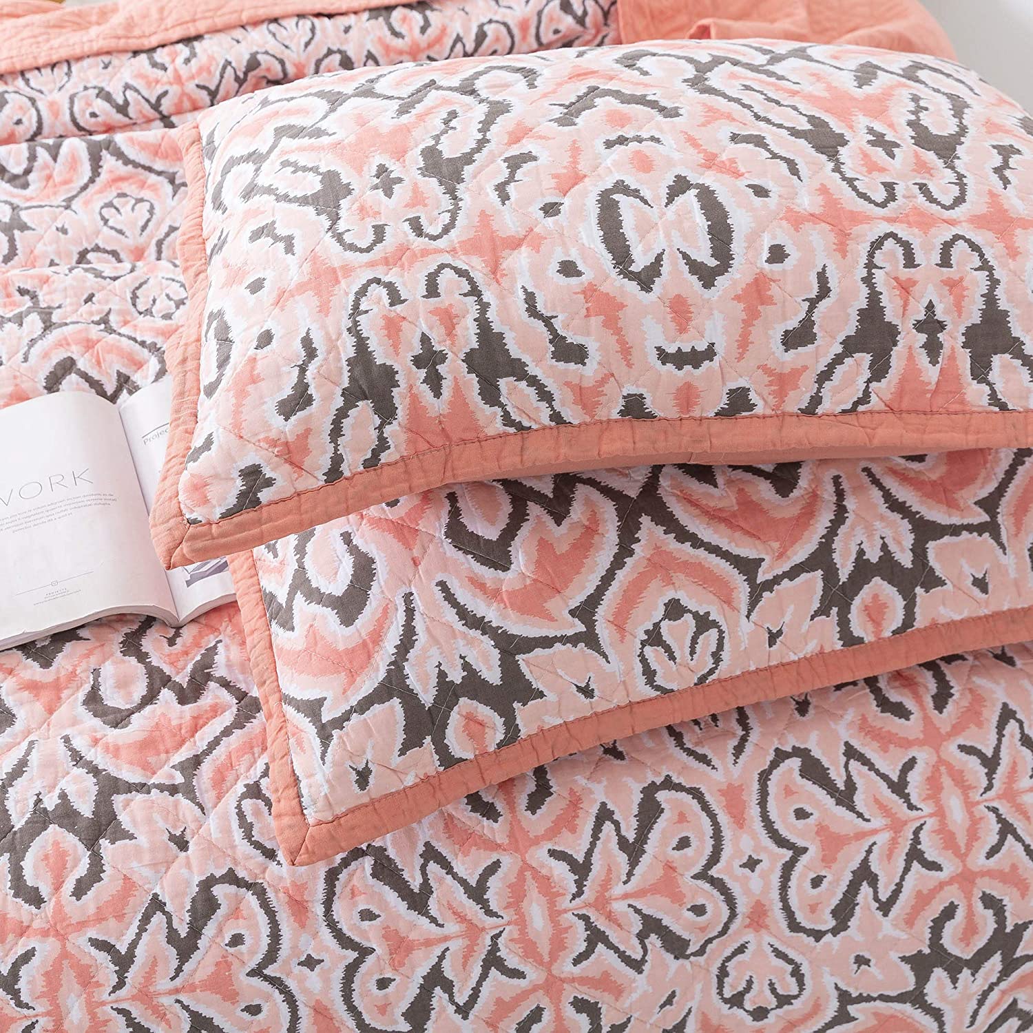 Kasentex 100% Cotton Summer Ultra Soft Floral Design 3 Piece Reversible Bedding Set, Room Decor, Graduation Gifts