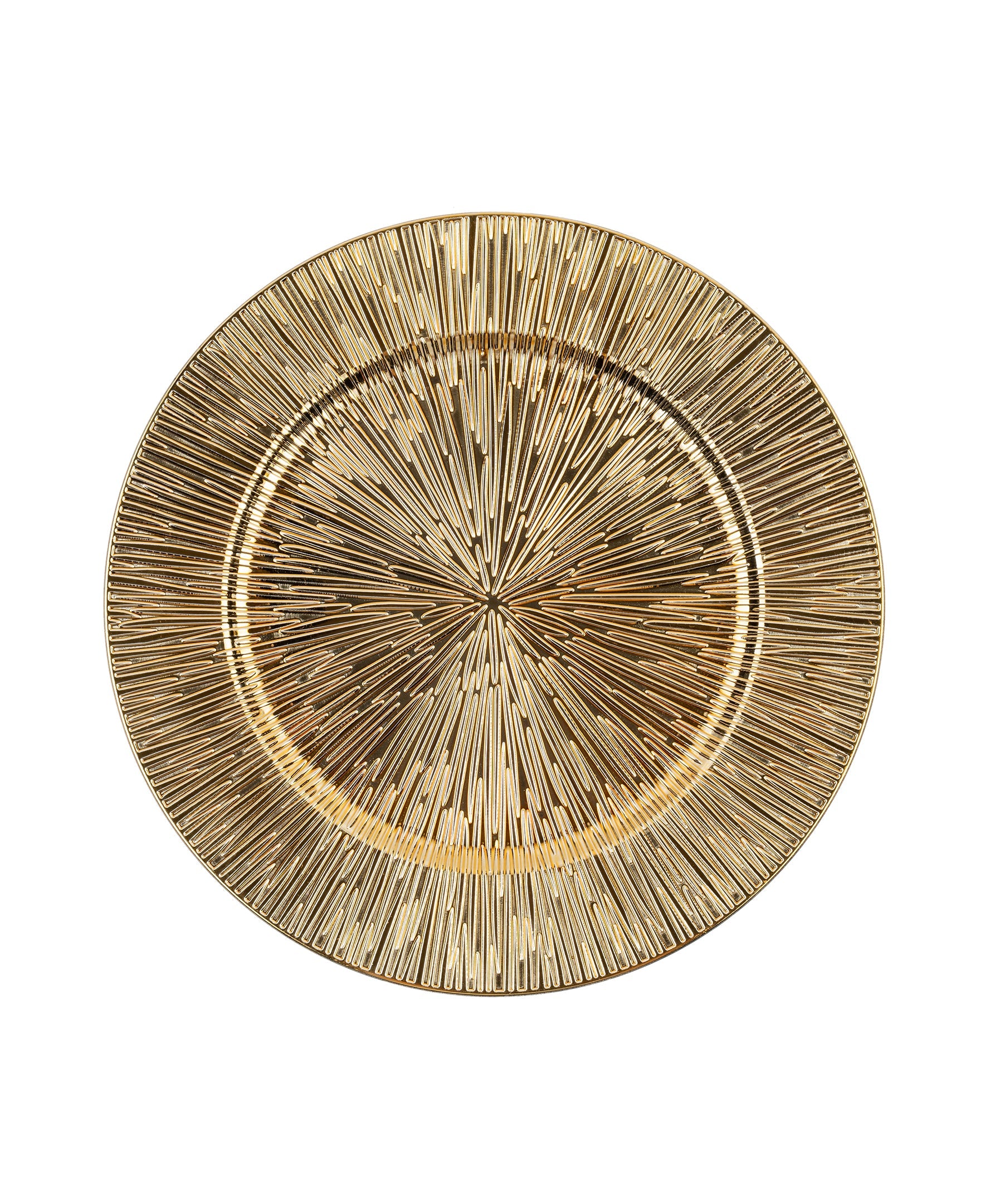 STARBURST GOLD SET OF 4 CHARGER PLATES 13"D ELECTROPLATED