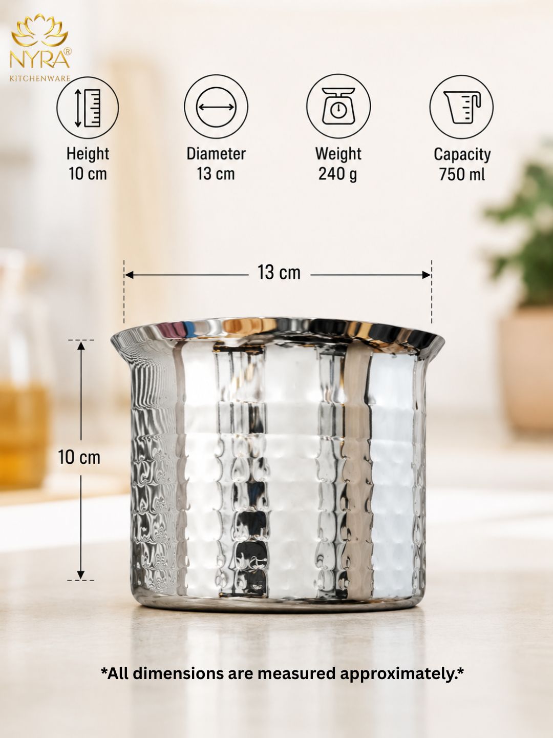 quality Stainless Steel Hammered Deep Water Gunj - 3.25 ltr