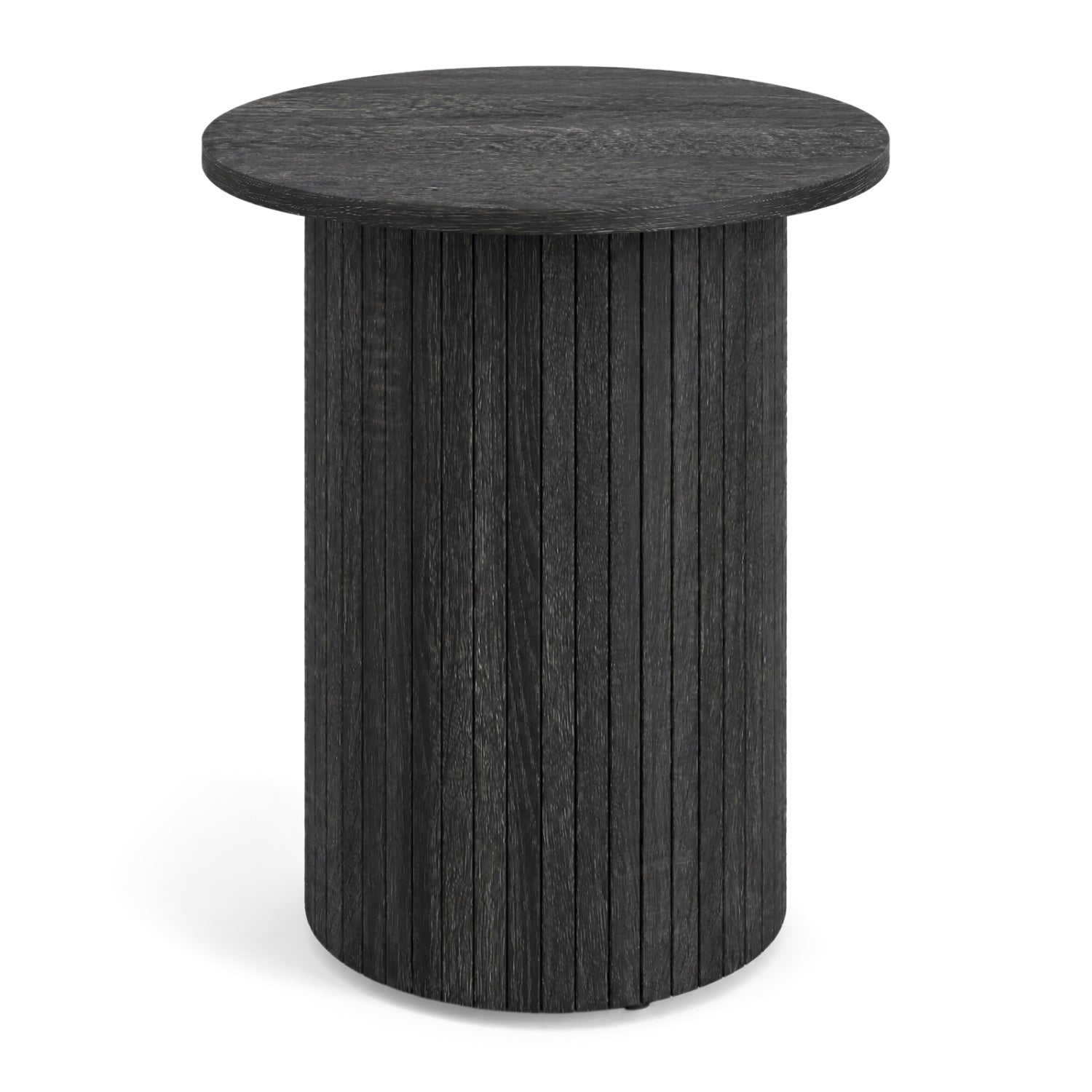 18" Round Fluted Side Table with Pedestal Drum Base