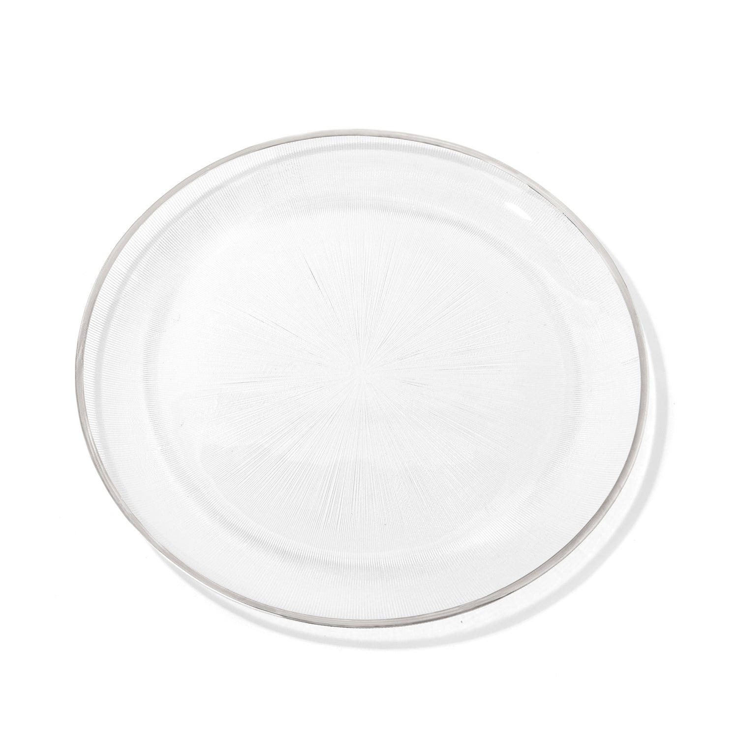 Elite Glass Charger Plates with Silver Rim 6-Piece Set 13"D