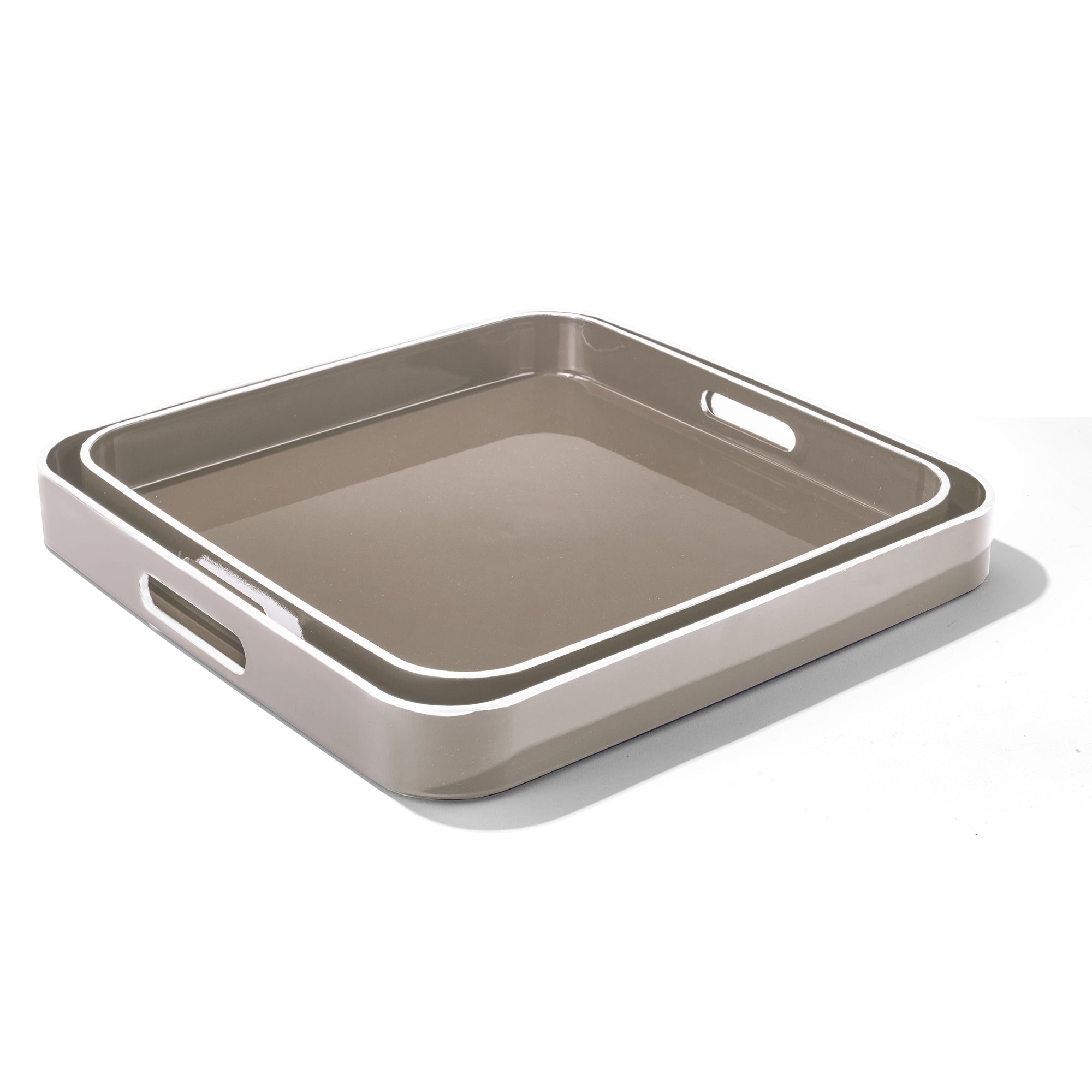 Sand Dune Square Tray Set with White Rim, 2 Pieces