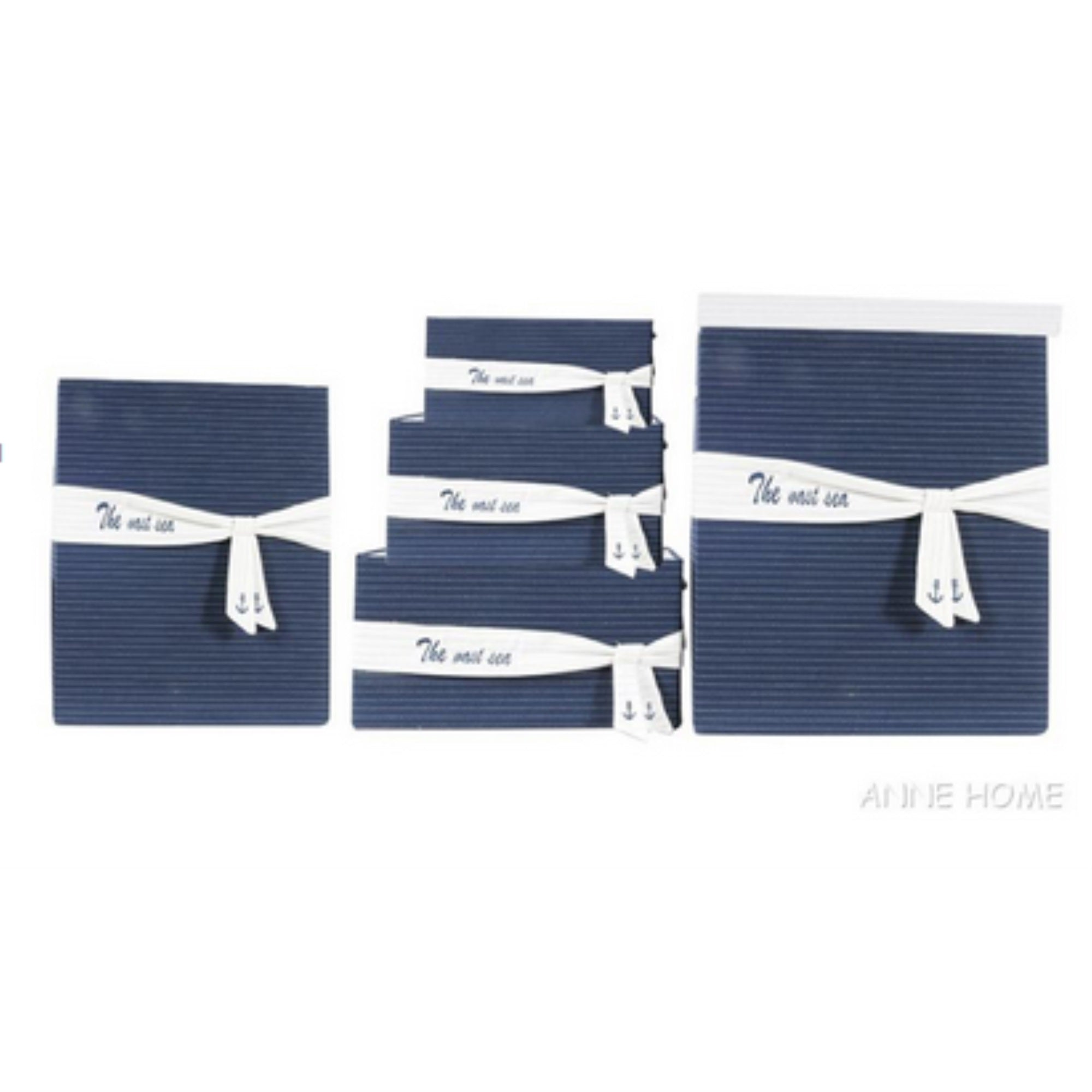 Anne Home - Set Of 5 Blue Fabric Storage Baskets In Several Sizes