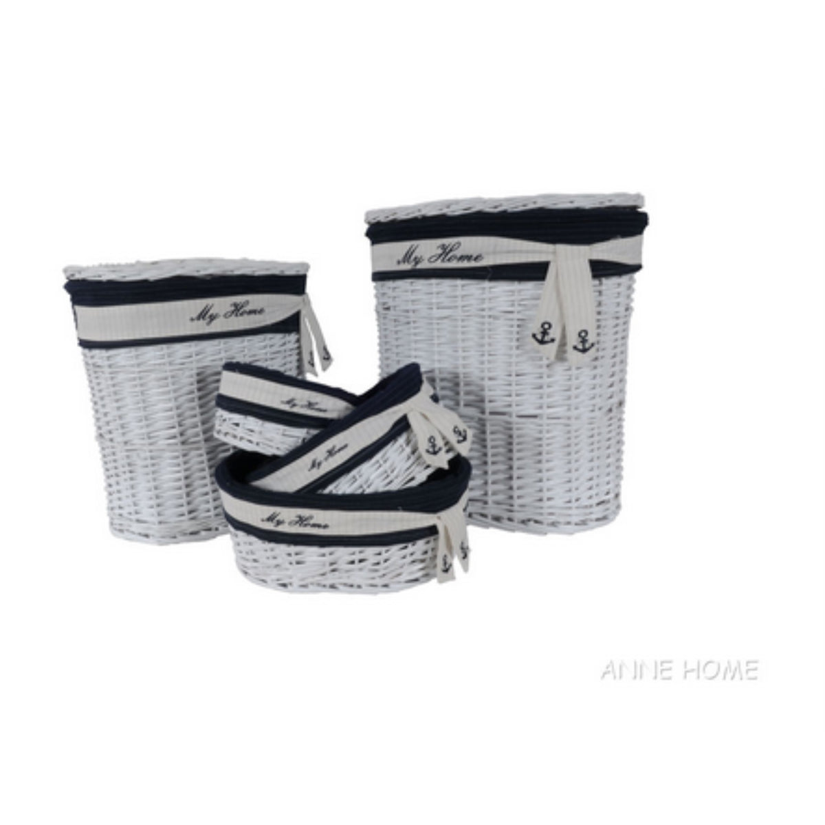 Anne Home - Set Of 5 Oval Willow Storage Baskets In Several Sizes
